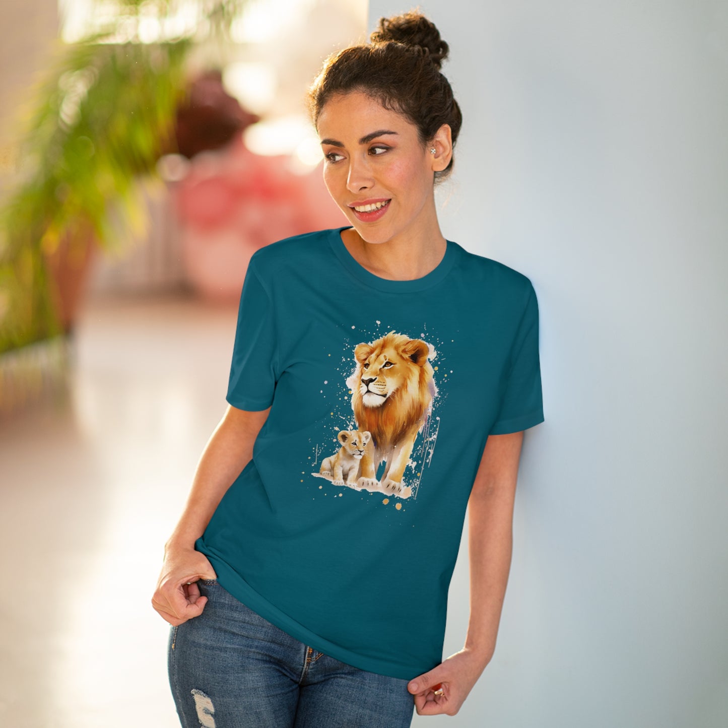 Lion King and Son Watercolor T-Shirt - Celebrate Father's Day with Nature's Majesty