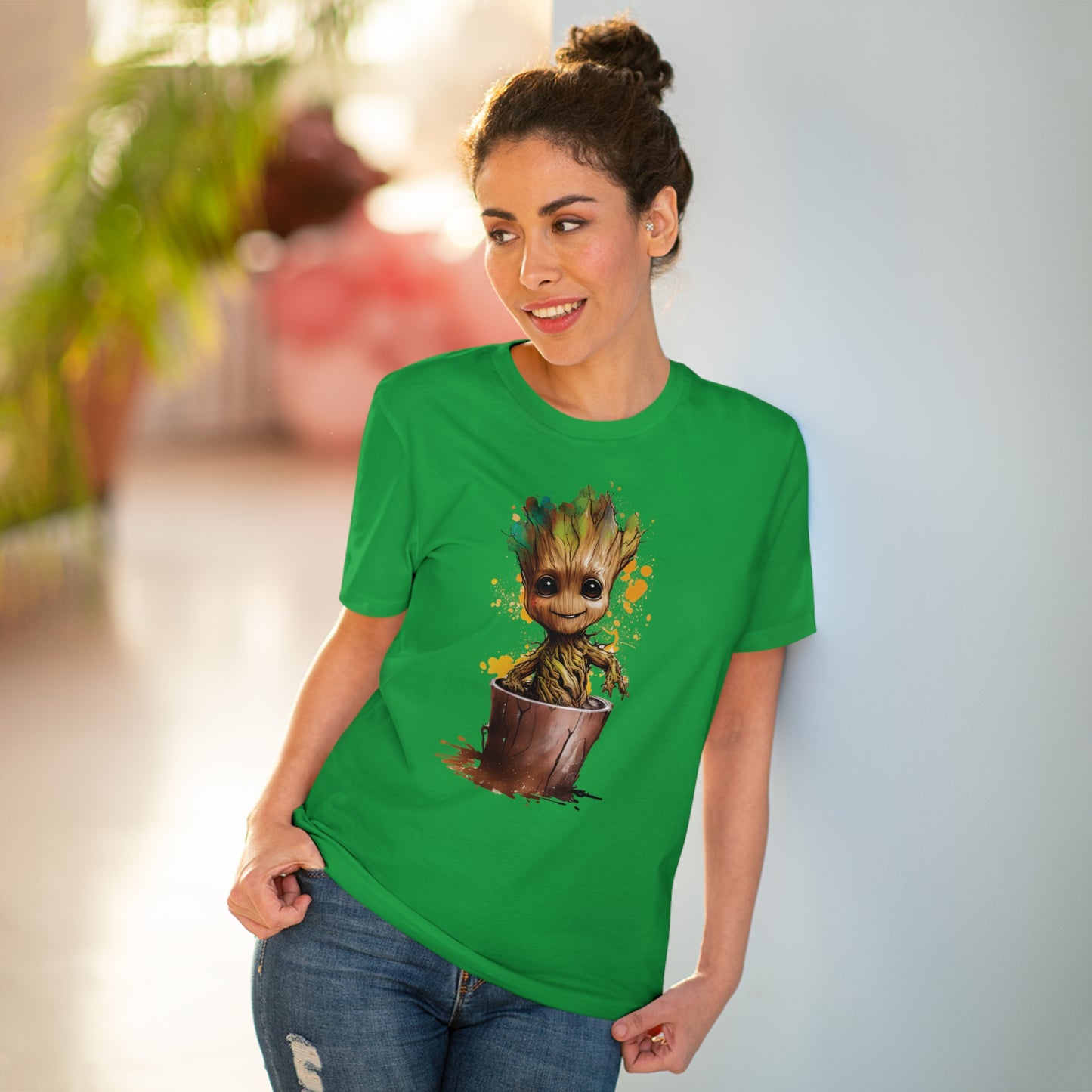 Eco-Friendly Baby Groot Watercolor Style Unisex T-Shirt - Add Some Fun and Sustainable Style to Your Wardrobe