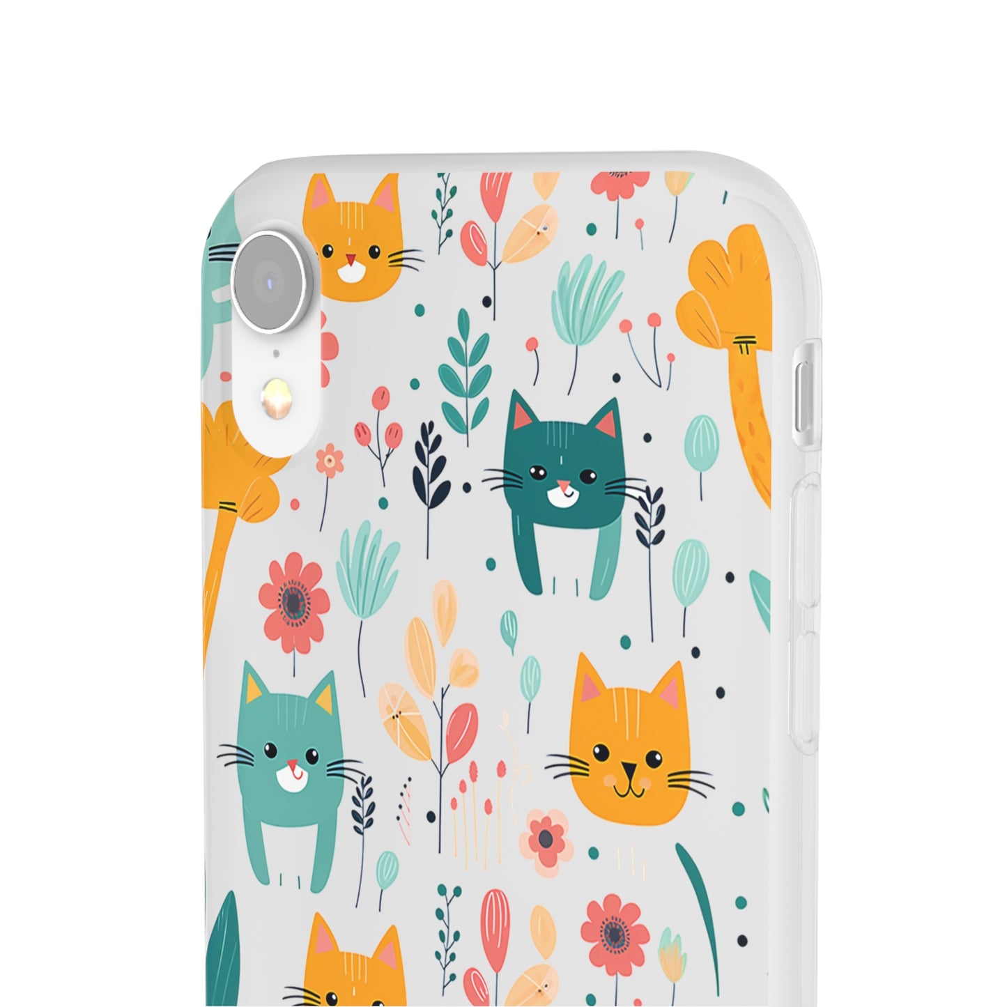 Cute Cats & Flowers Flexi and semi Transparent Phone Case