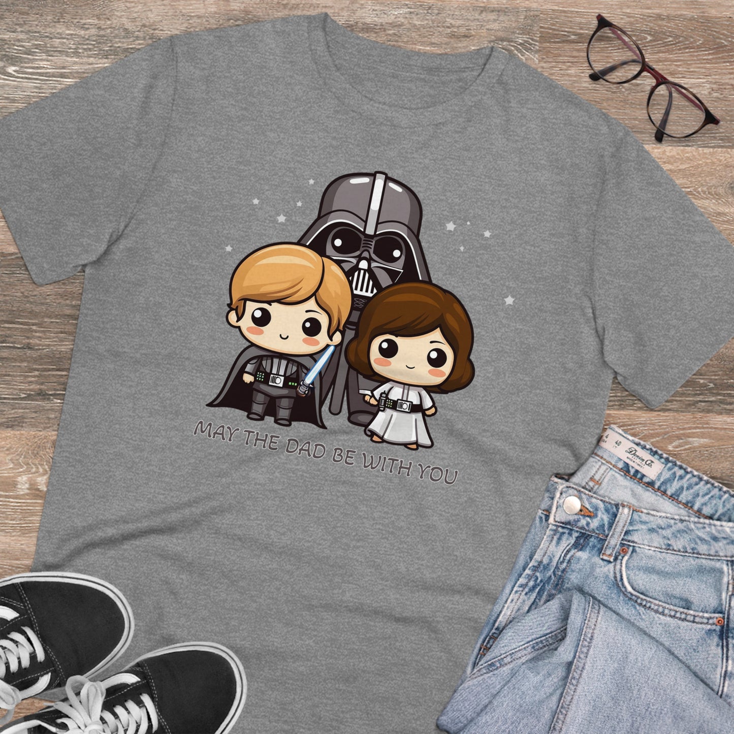 May the Dad Be with You - Unisex Eco-Friendly T-Shirt - Celebrate Father's Day with a Cute Darth Vader Design