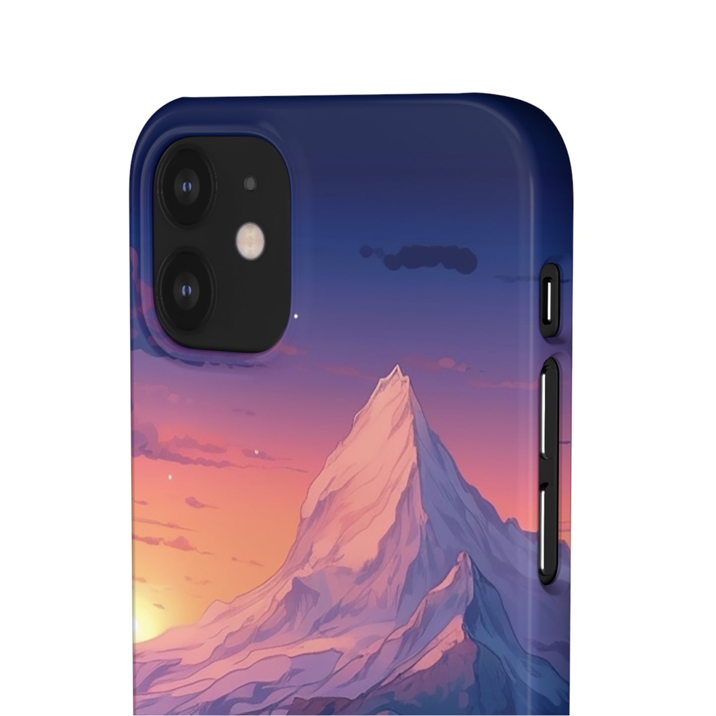 Snowy Mountain Landscape Sunset Phone Case - Discover Serenity with a Charming Mountain Village