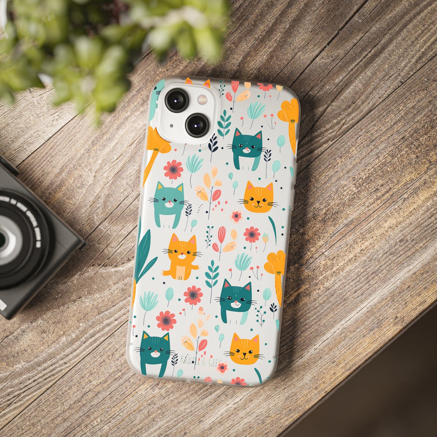 Cute Cats & Flowers Flexi and semi Transparent Phone Case