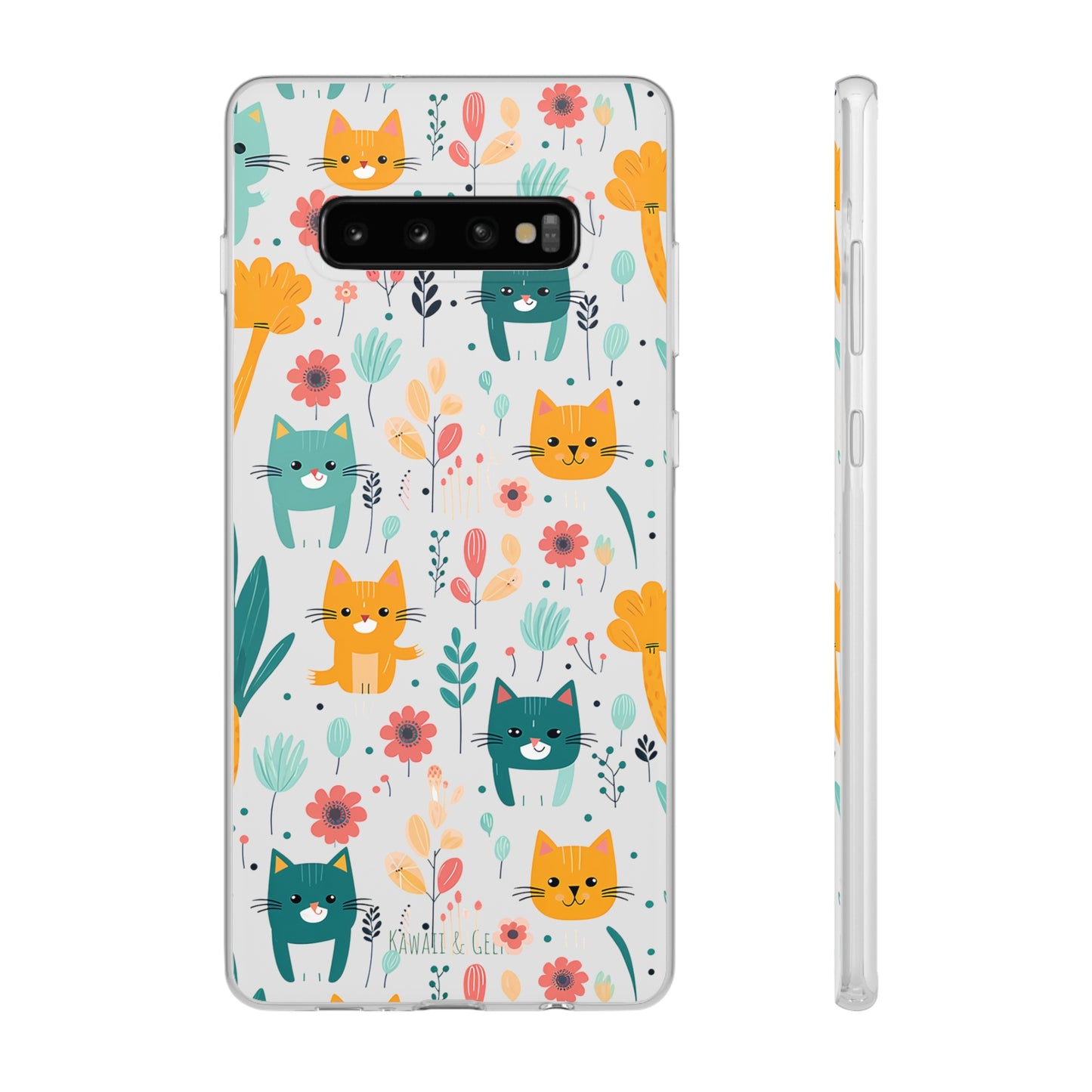 Cute Cats & Flowers Flexi and semi Transparent Phone Case