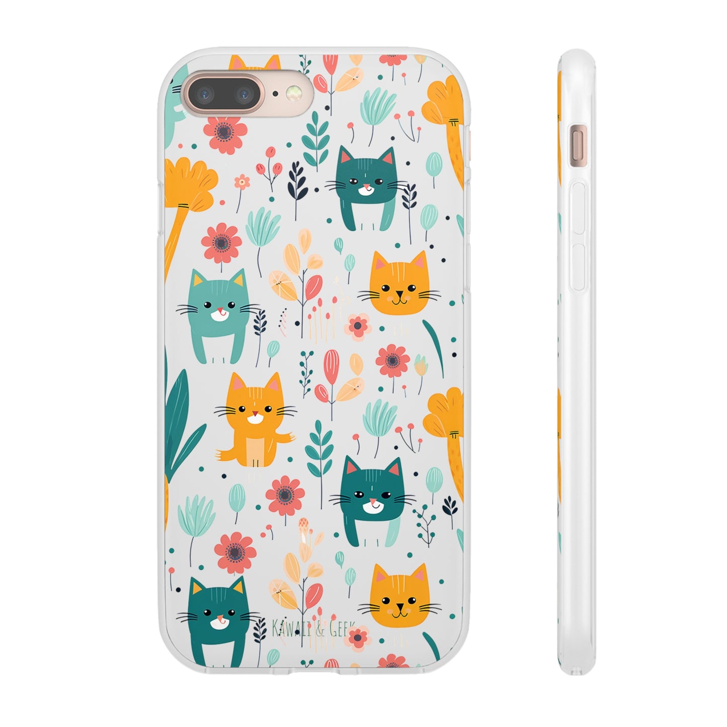 Cute Cats & Flowers Flexi and semi Transparent Phone Case