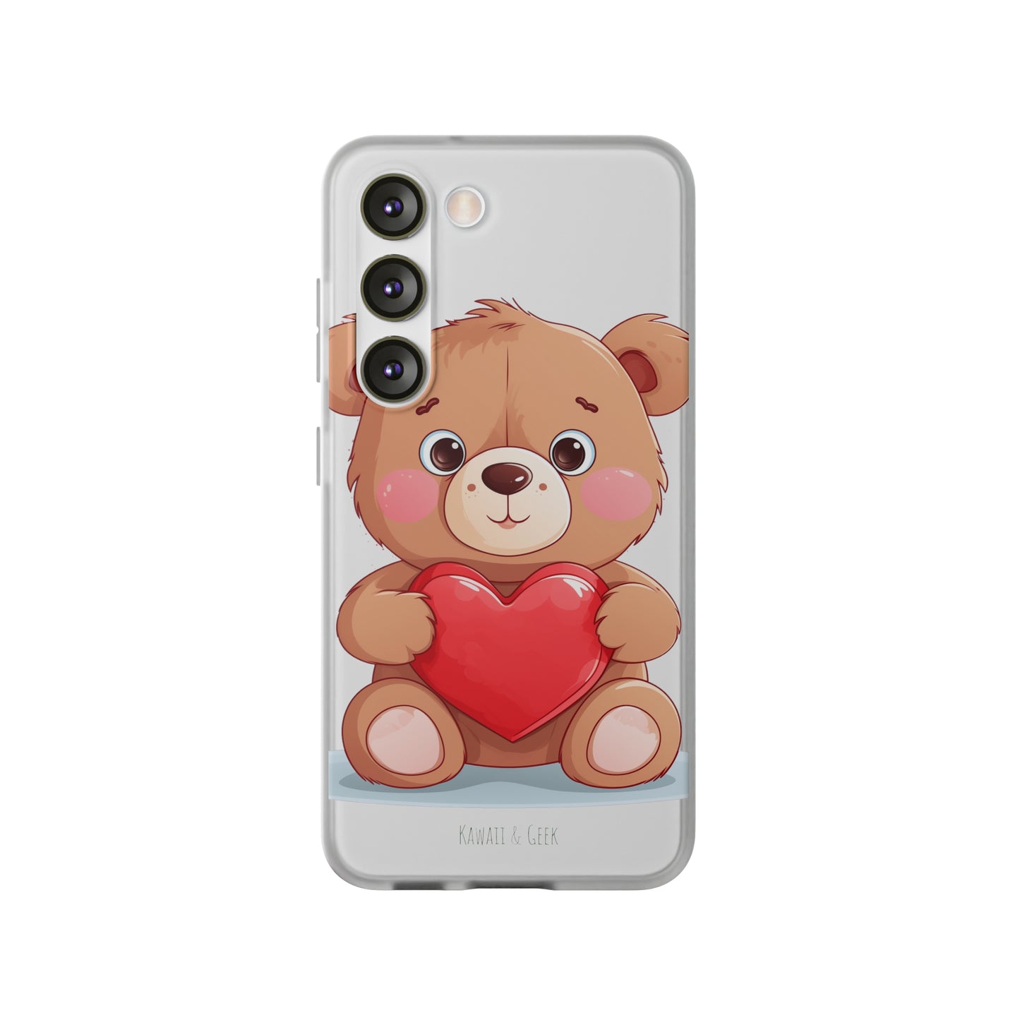 Teddy Bear Heart Phone Case - Flexi & Semi-Transparent - Valentine's Day