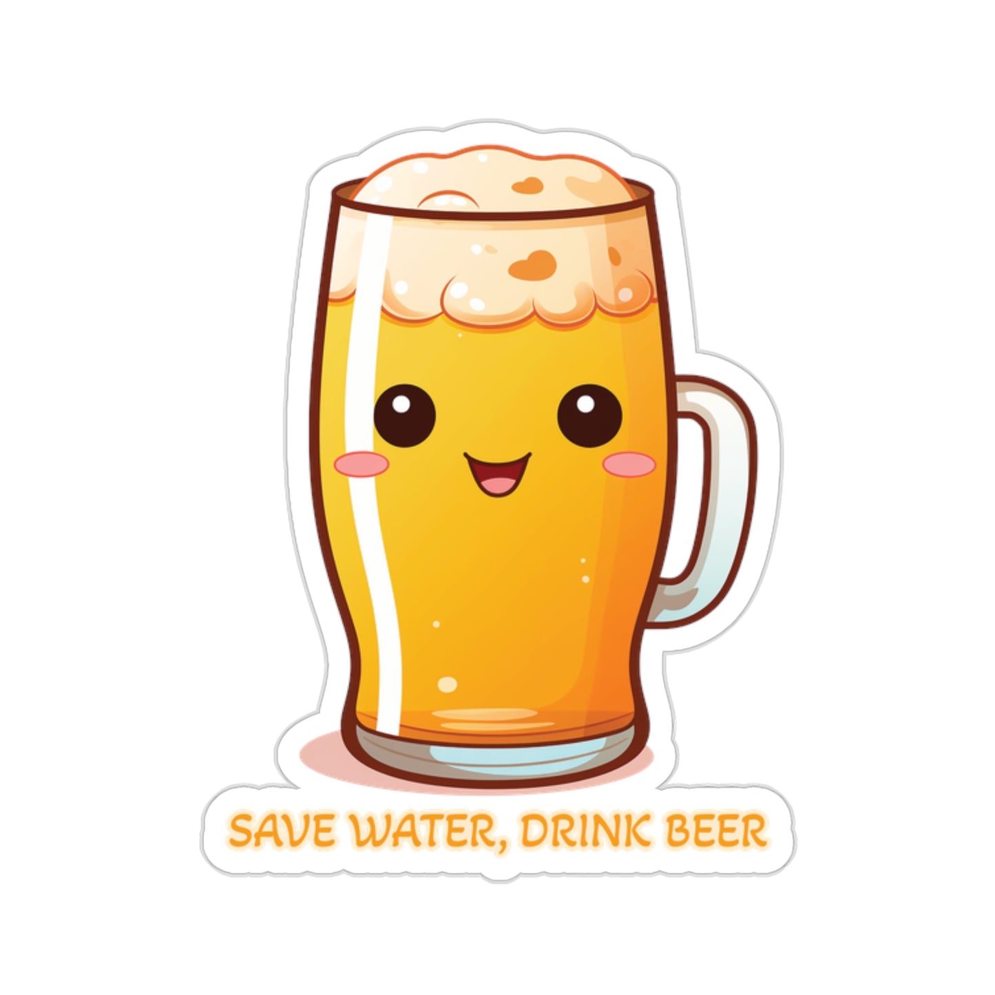 Cute 'Save Water, Drink Beer' Sticker - Funny Beer Glass Design