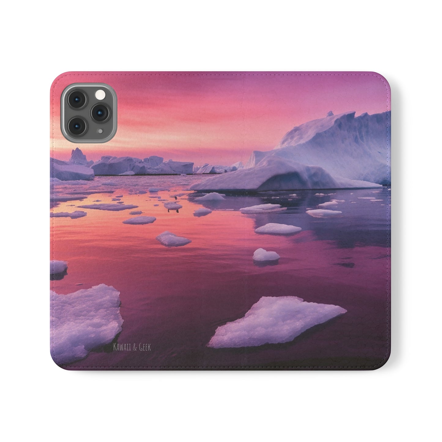 Pinky Arctic Landscape at Sunset Flip Phone Case - Capture the Serenity of Nature on Your Device