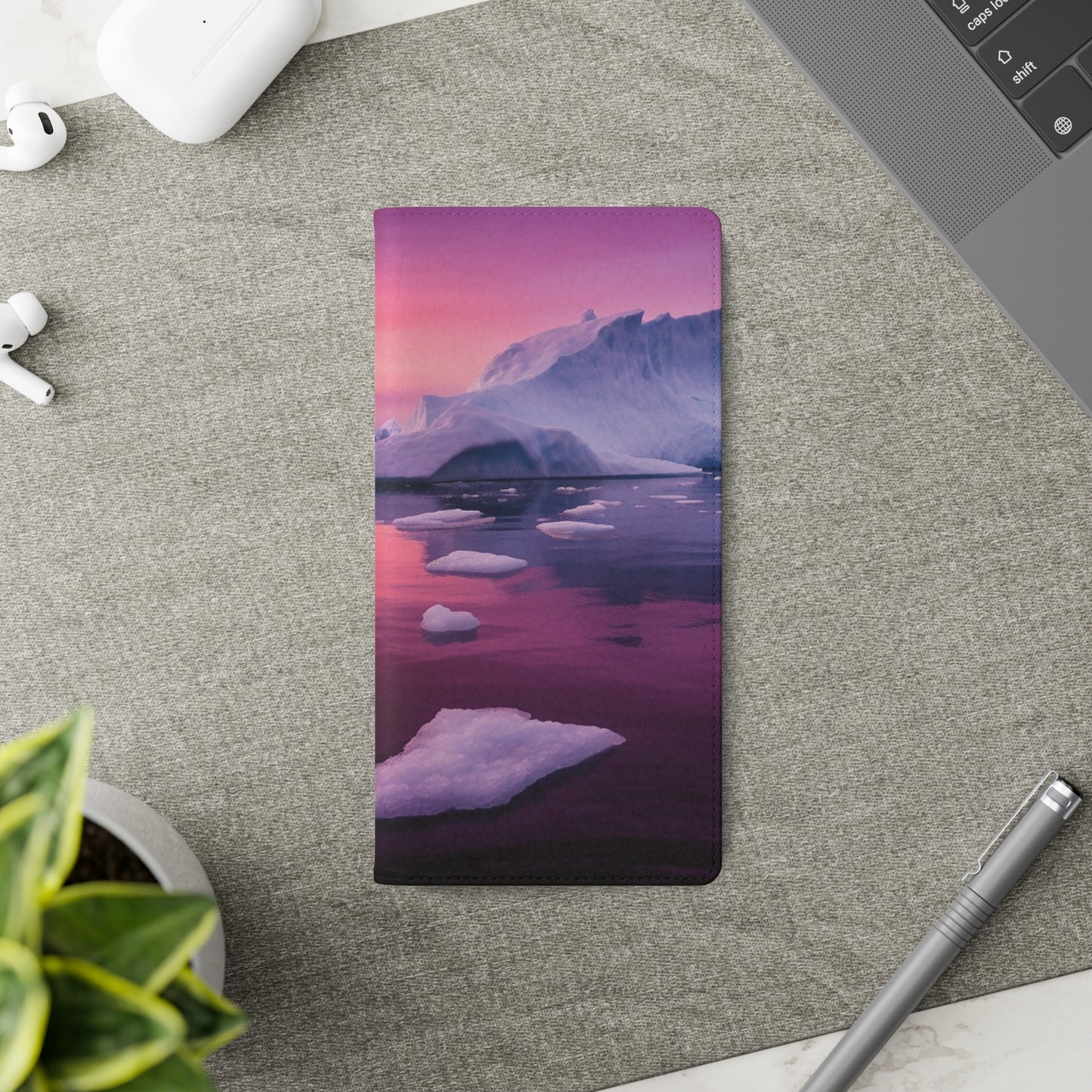 Pinky Arctic Landscape at Sunset Flip Phone Case - Capture the Serenity of Nature on Your Device