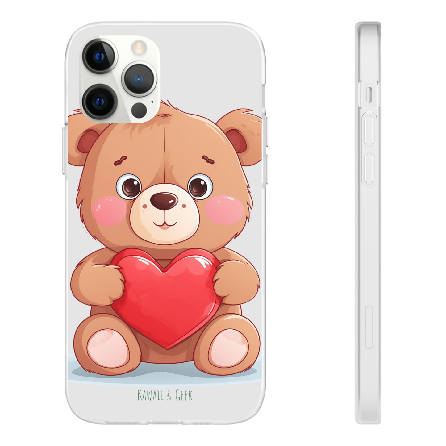 Teddy Bear Heart Phone Case - Flexi & Semi-Transparent - Valentine's Day