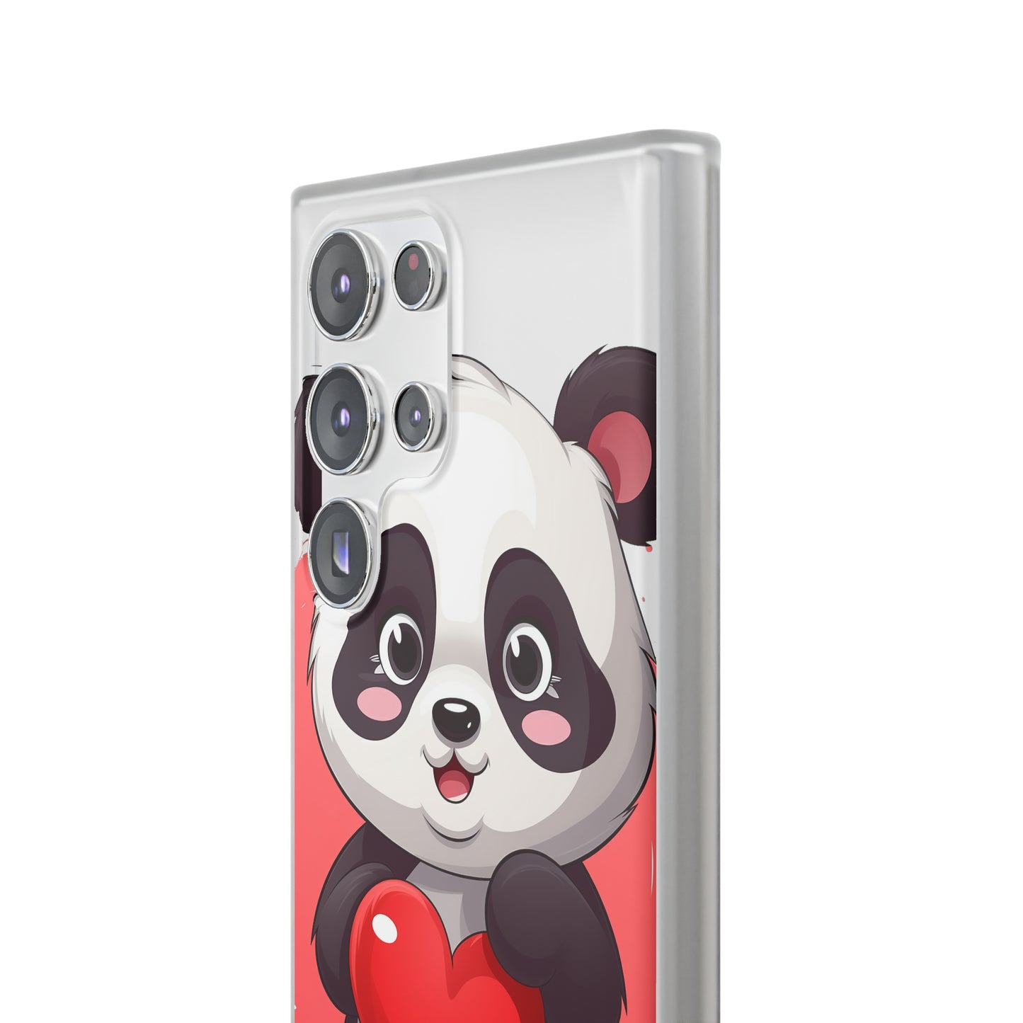 Valentine's Panda Heart Phone Case - Flexi & Semi-Transparent