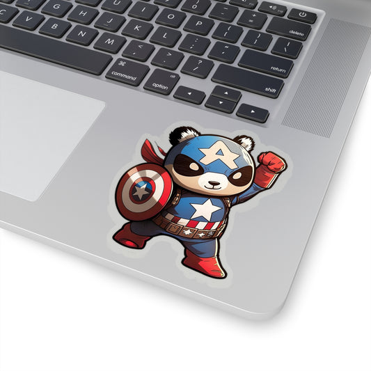 Heroic Captain America Panda Sticker - Ready to Defend Its Friends