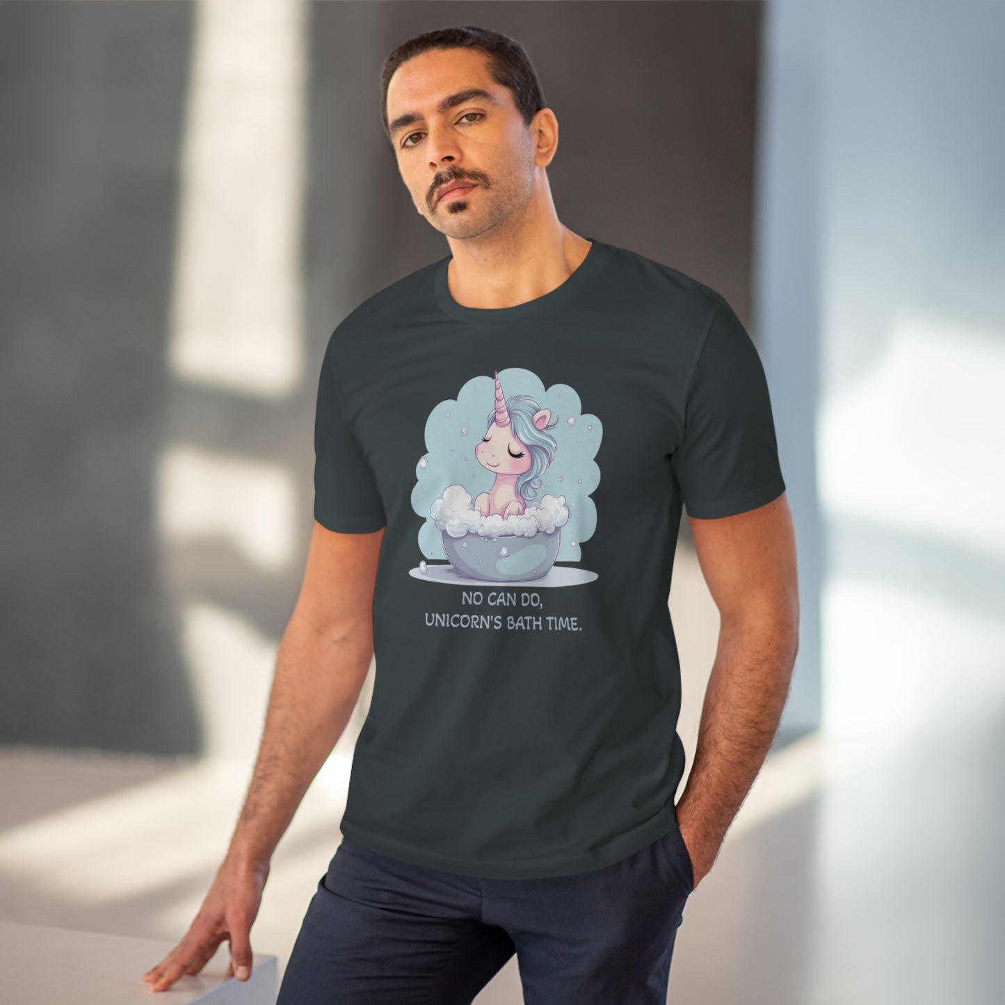 Unicorn T-shirt "No Can Do, Unicorn's Bath Time" Eco-Friendly T-Shirt - Unisex Fashion with a Playful Twist