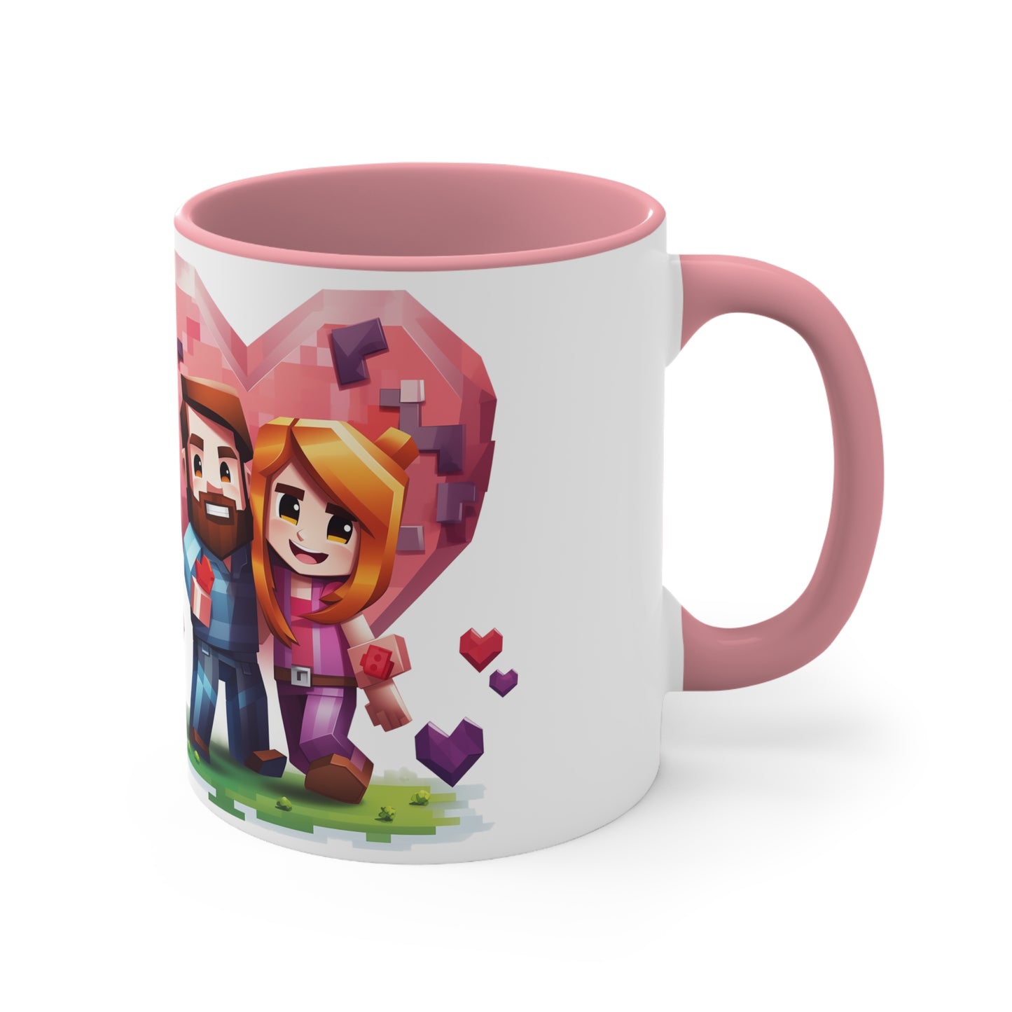 Retro Gaming Love Mug - 11oz Bicolor Pixel Heart Cup - Valentine's Day