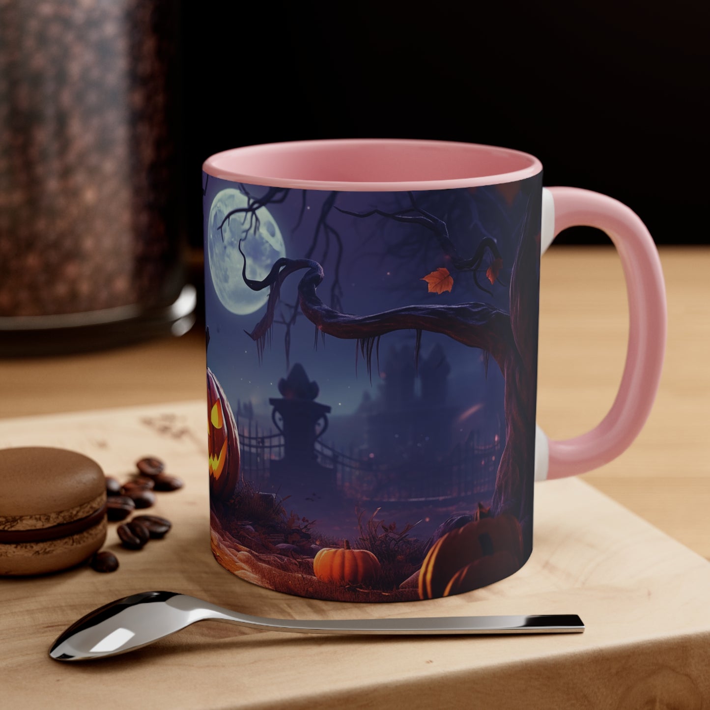 Evil Jack-o-lantern 11 oz Bicolor Mug: Halloween Cemetery Special