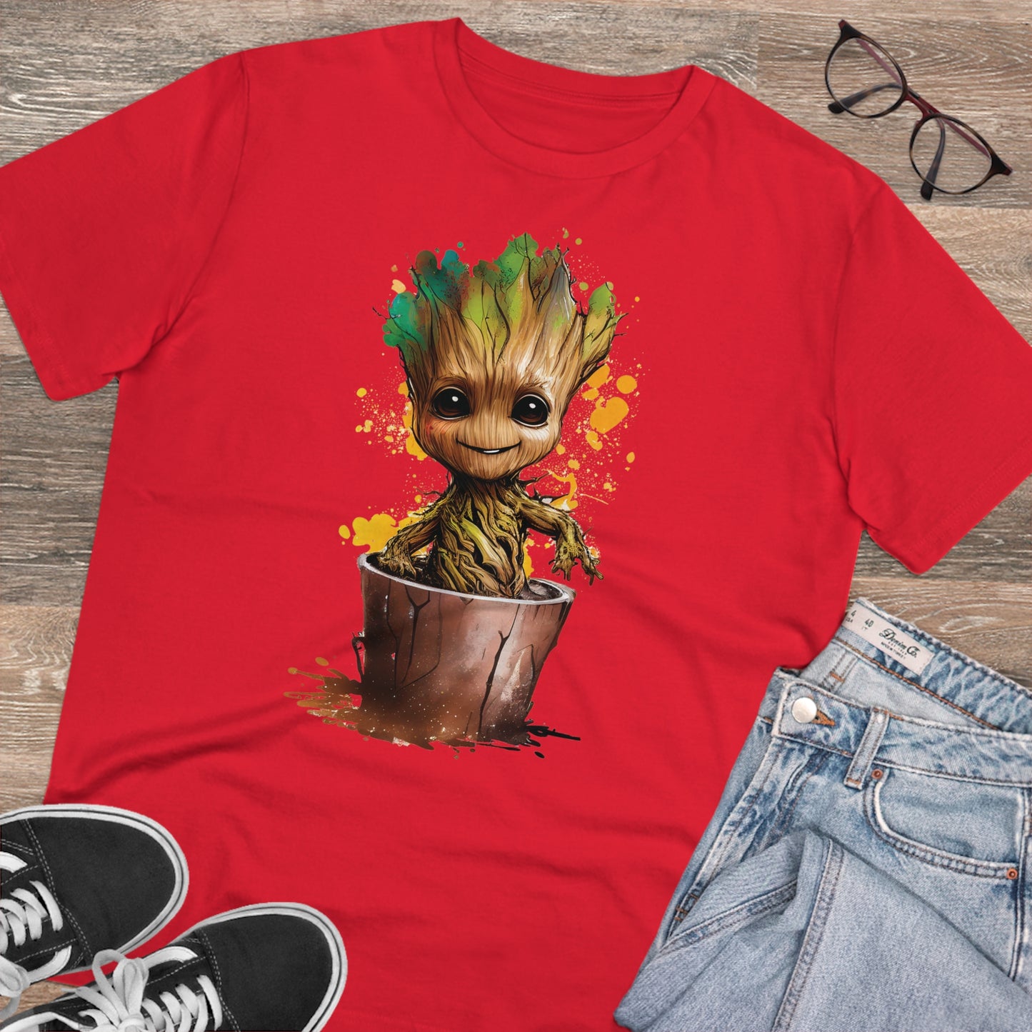 Eco-Friendly Baby Groot Watercolor Style Unisex T-Shirt - Add Some Fun and Sustainable Style to Your Wardrobe