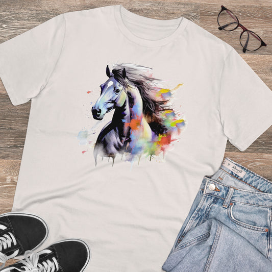 Black Horse Watercolor T-Shirt - Unisex and Eco-Friendly Fashion Statement