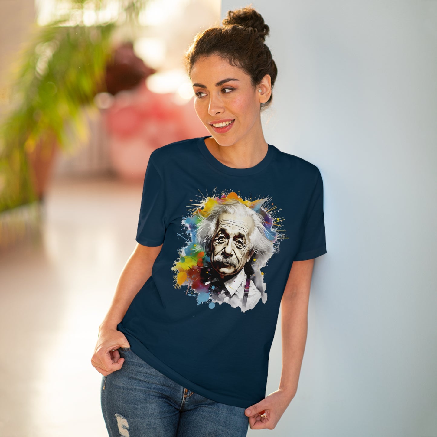 Albert Einstein Eco-friendly T-shirt : Watercolor Essence