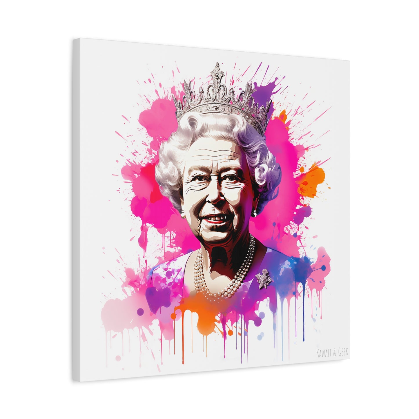 Queen Elizabeth II: Radiant Watercolor Cotton Canvas