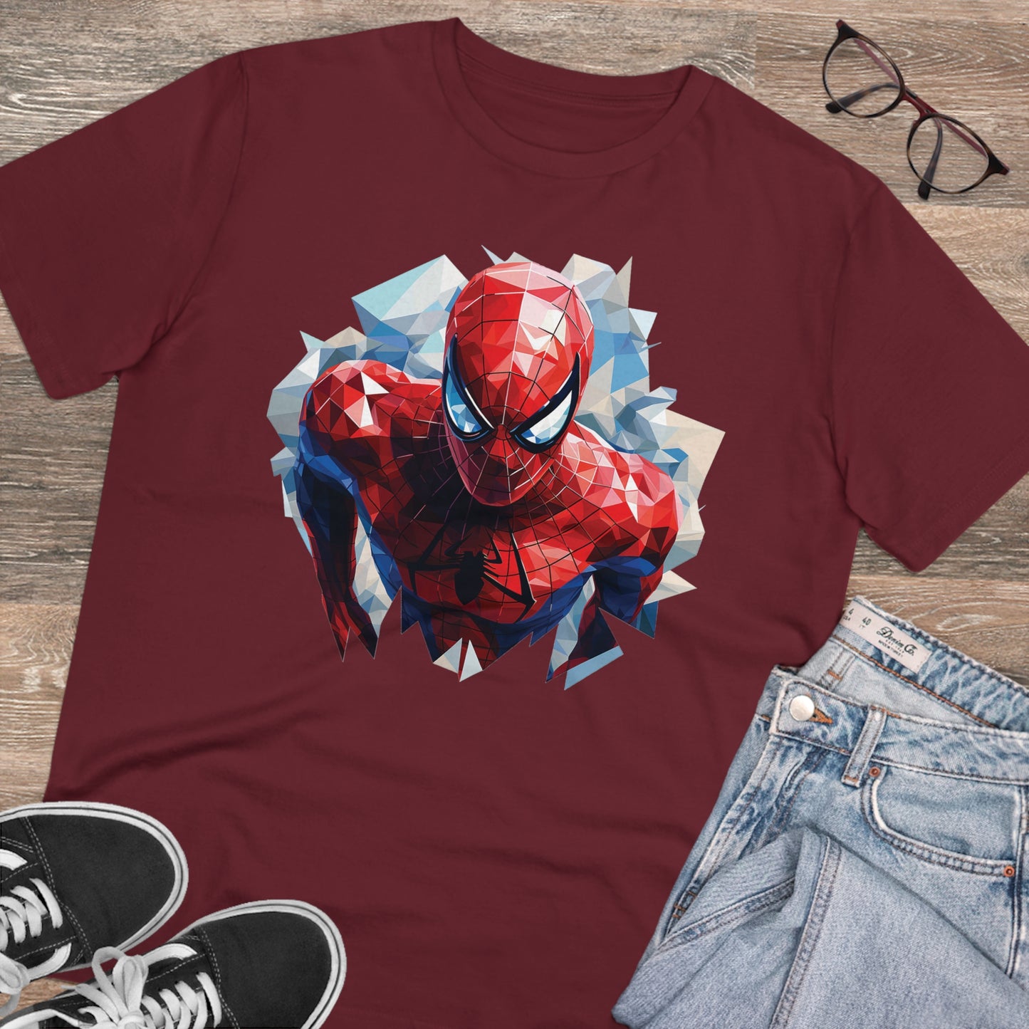 Spider-Man Polygonal Geometric T-Shirt - Swing into Stylish Adventure