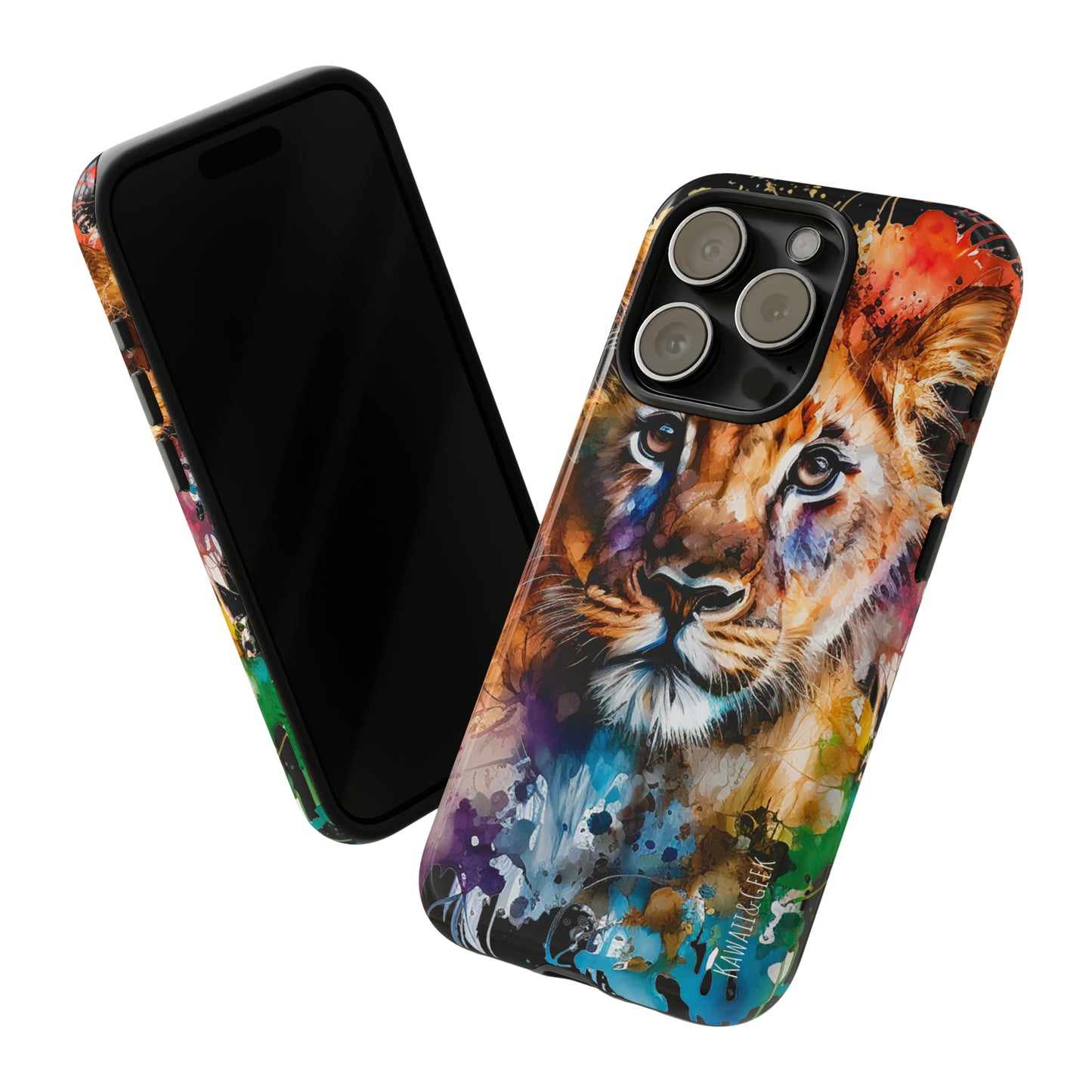 Watercolor Lion Cub Tough Phone Case - iPhone 15 compatible