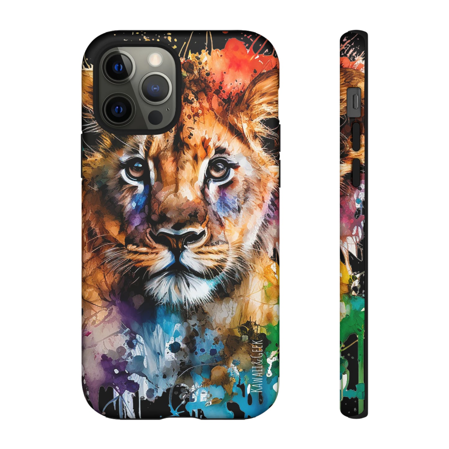 Watercolor Lion Cub Tough Phone Case - iPhone 15 compatible