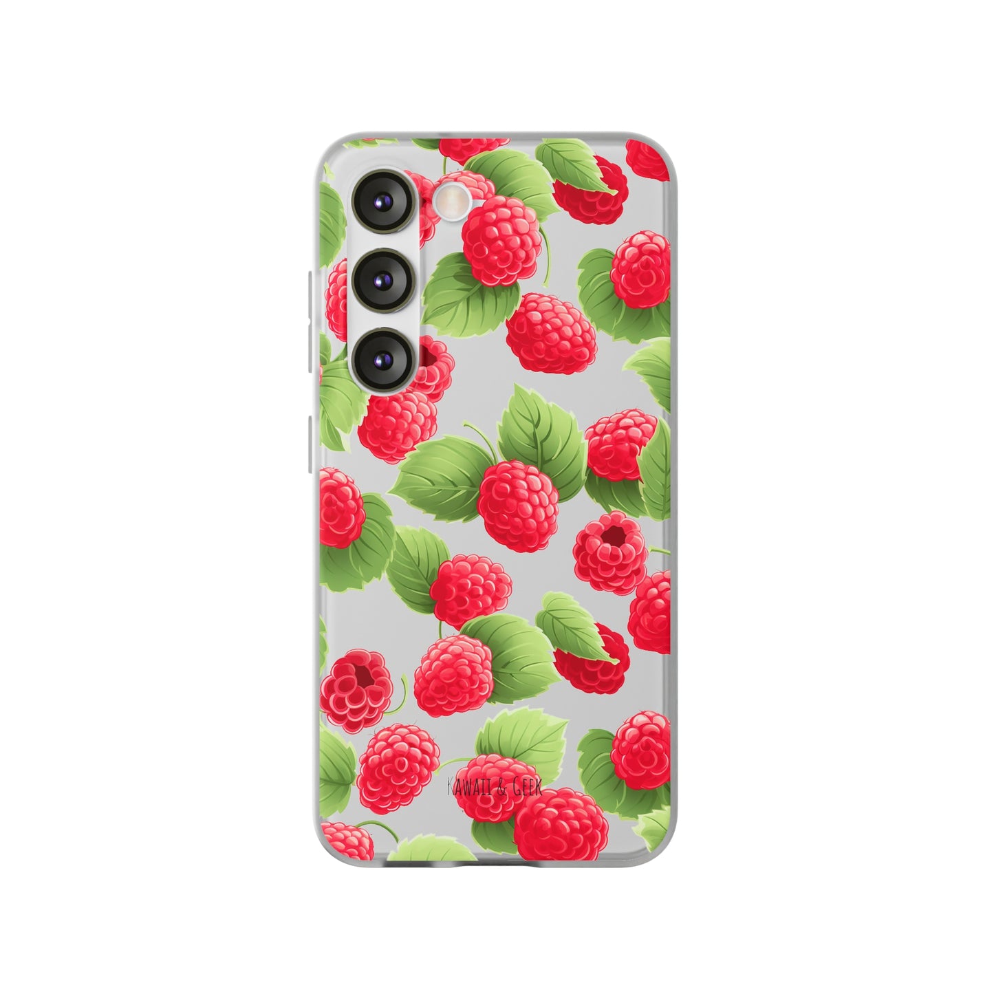 Raspberry Delight: Transparent Flexi Phone Case