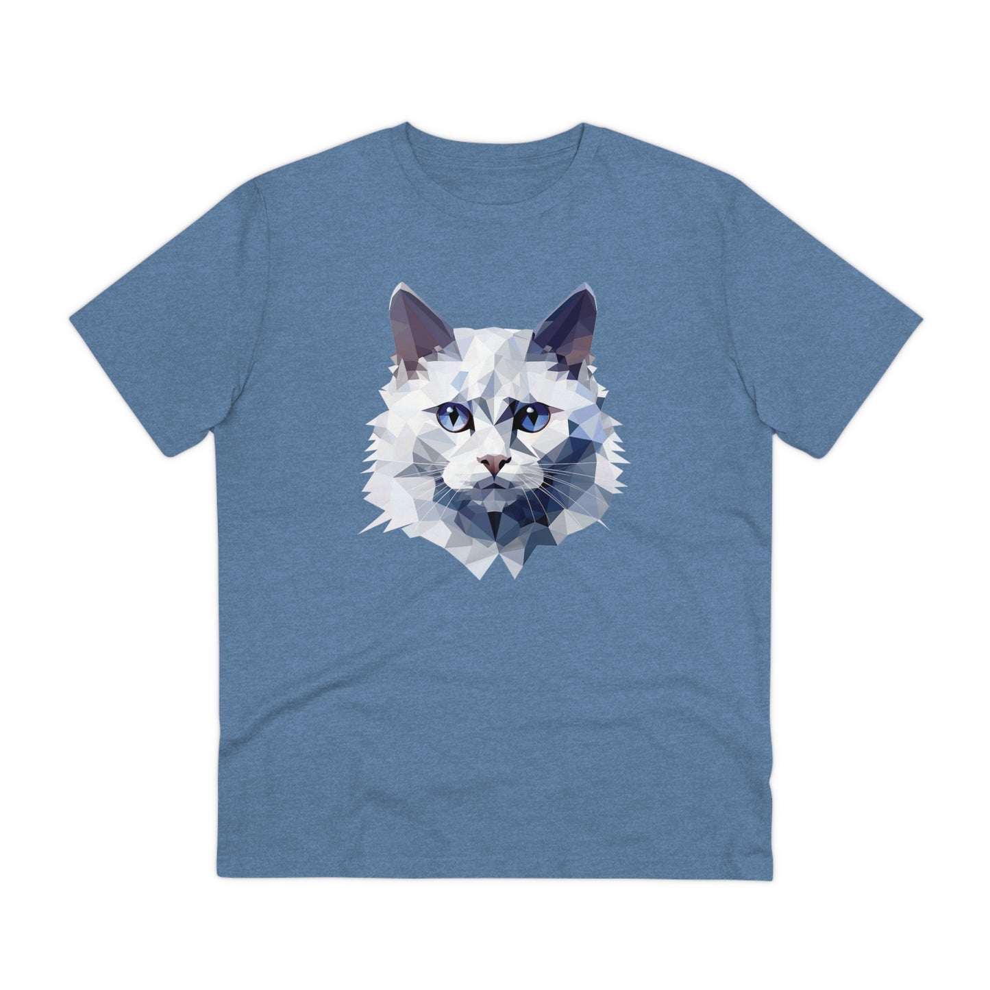 White Angora Cat Polygonal T-Shirt - Embrace Feline Elegance