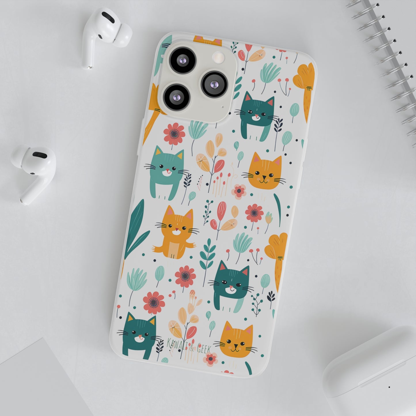 Cute Cats & Flowers Flexi and semi Transparent Phone Case