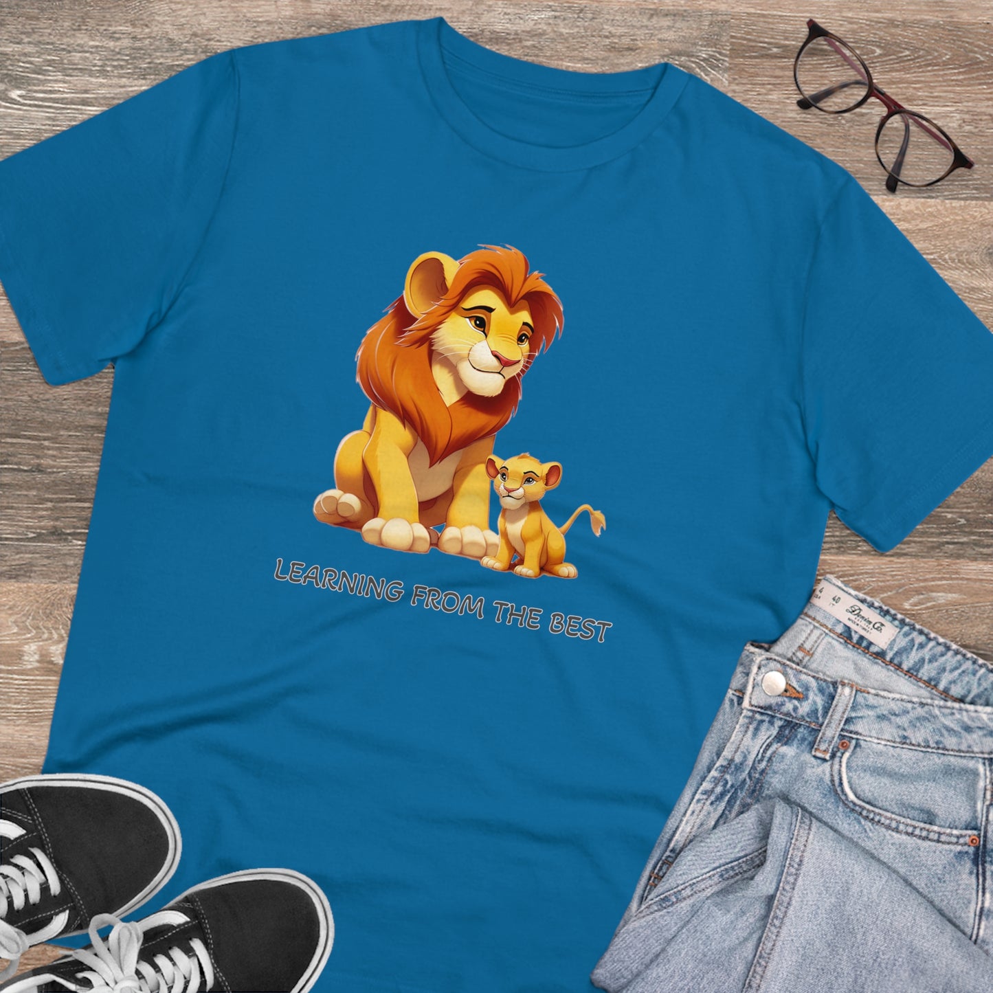 Learning from the Best - Father's Day T-Shirt - Celebrate the Bond with Mufasa and Simba in Eco-Friendly Style