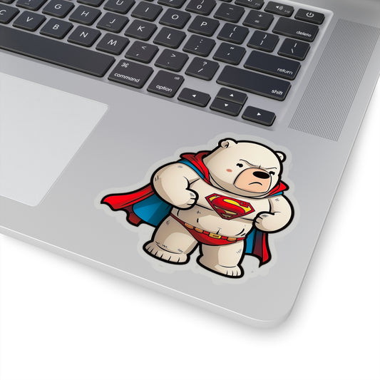 Majestic and Powerful Superman Polar Bear Sticker - Stand Strong with this Heroic Arctic Bear