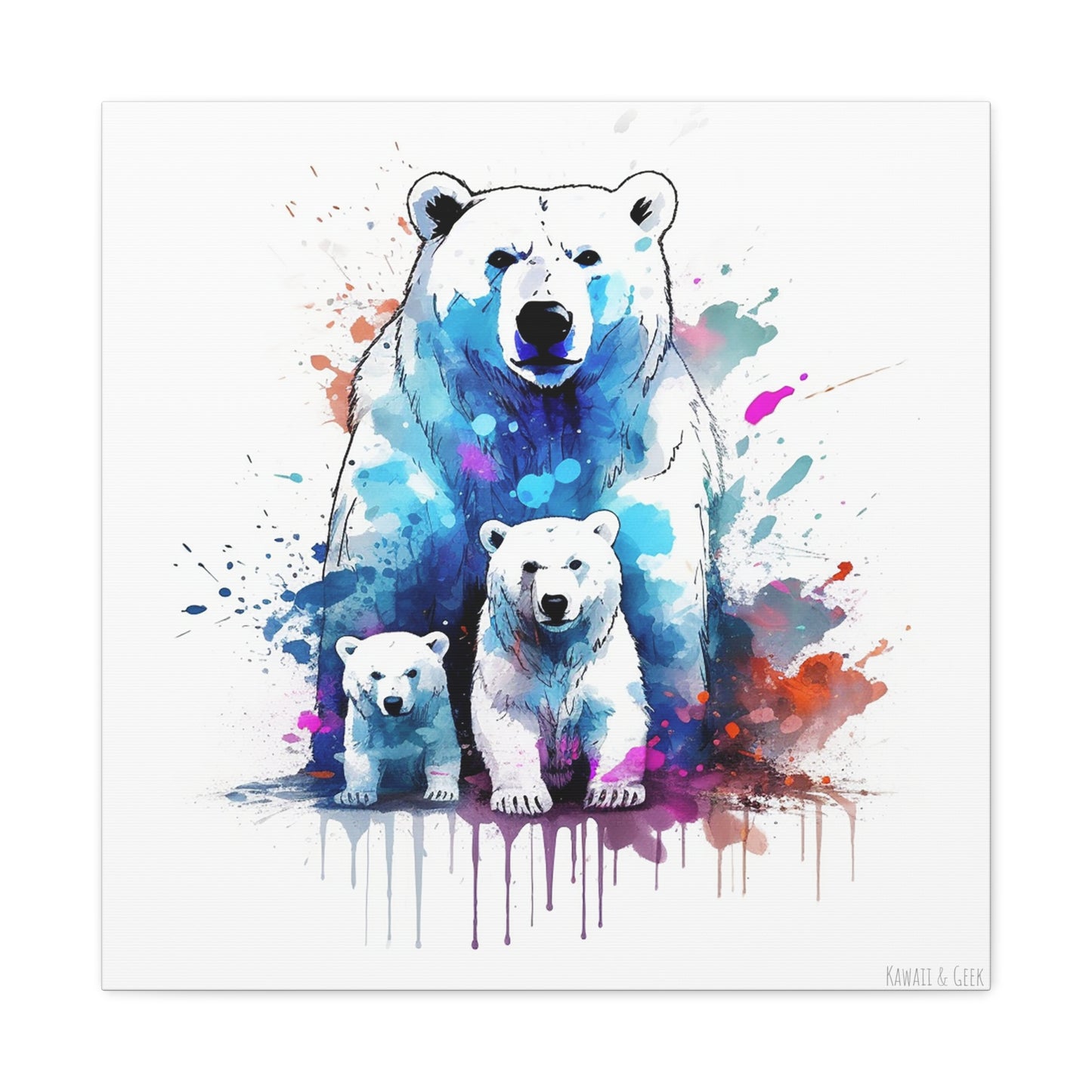 White Bear and Cubs Canvas - Embrace the Beauty of Nature