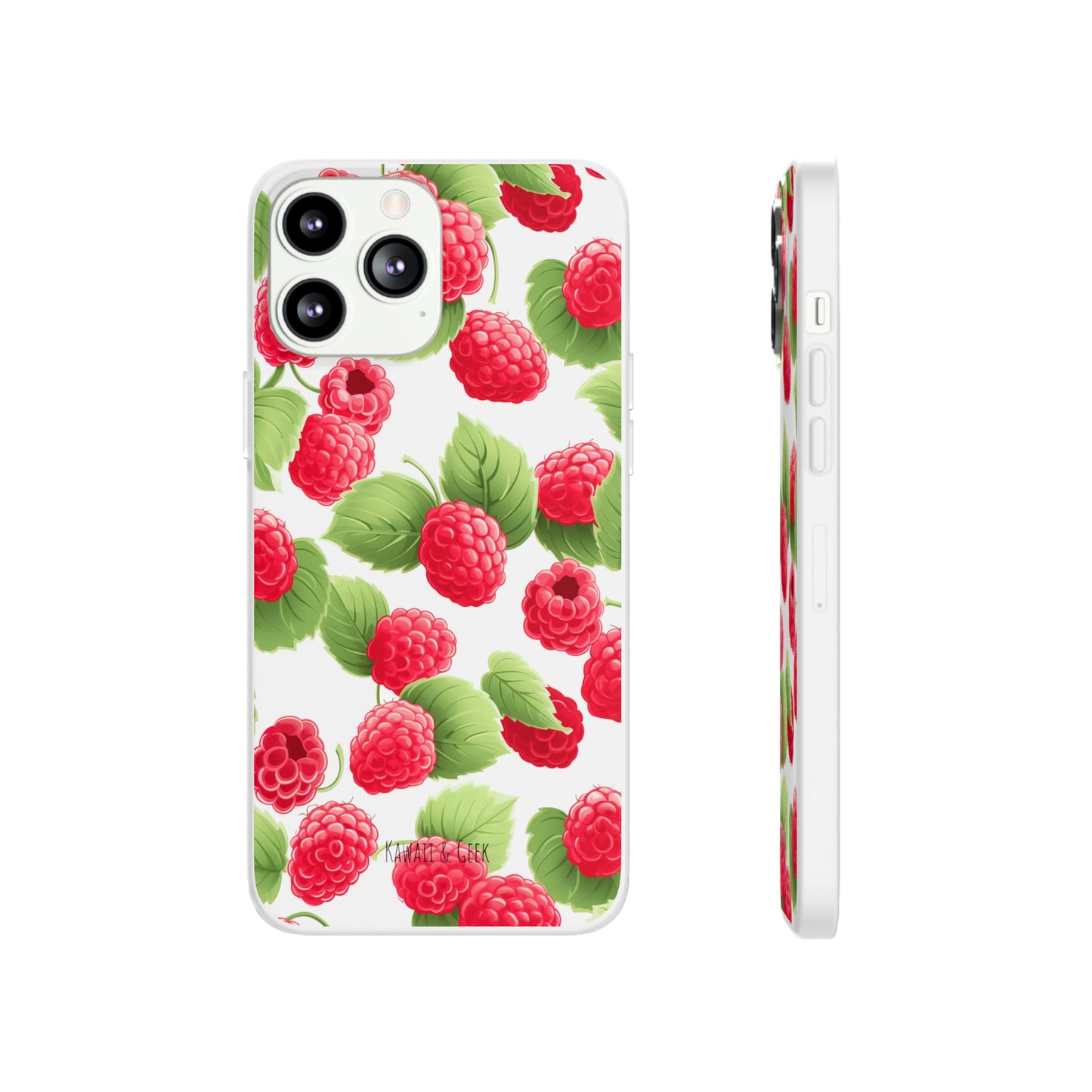 Raspberry Delight: Transparent Flexi Phone Case