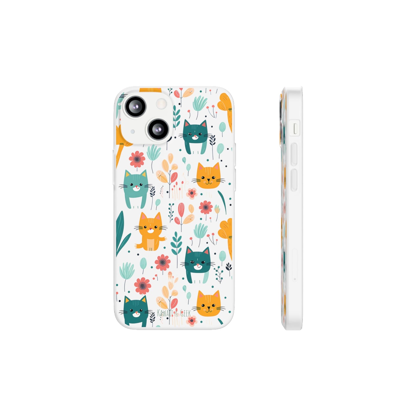 Cute Cats & Flowers Flexi and semi Transparent Phone Case