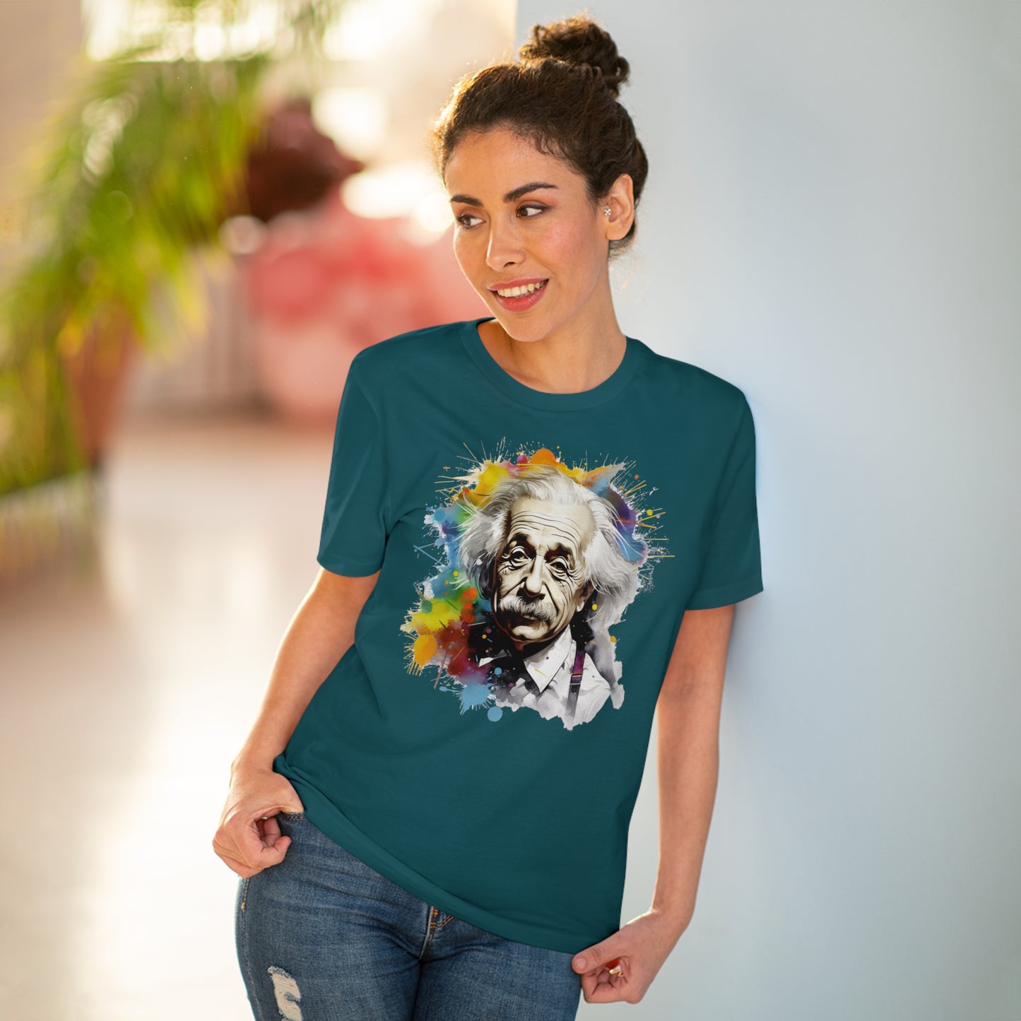 Albert Einstein Eco-friendly T-shirt : Watercolor Essence