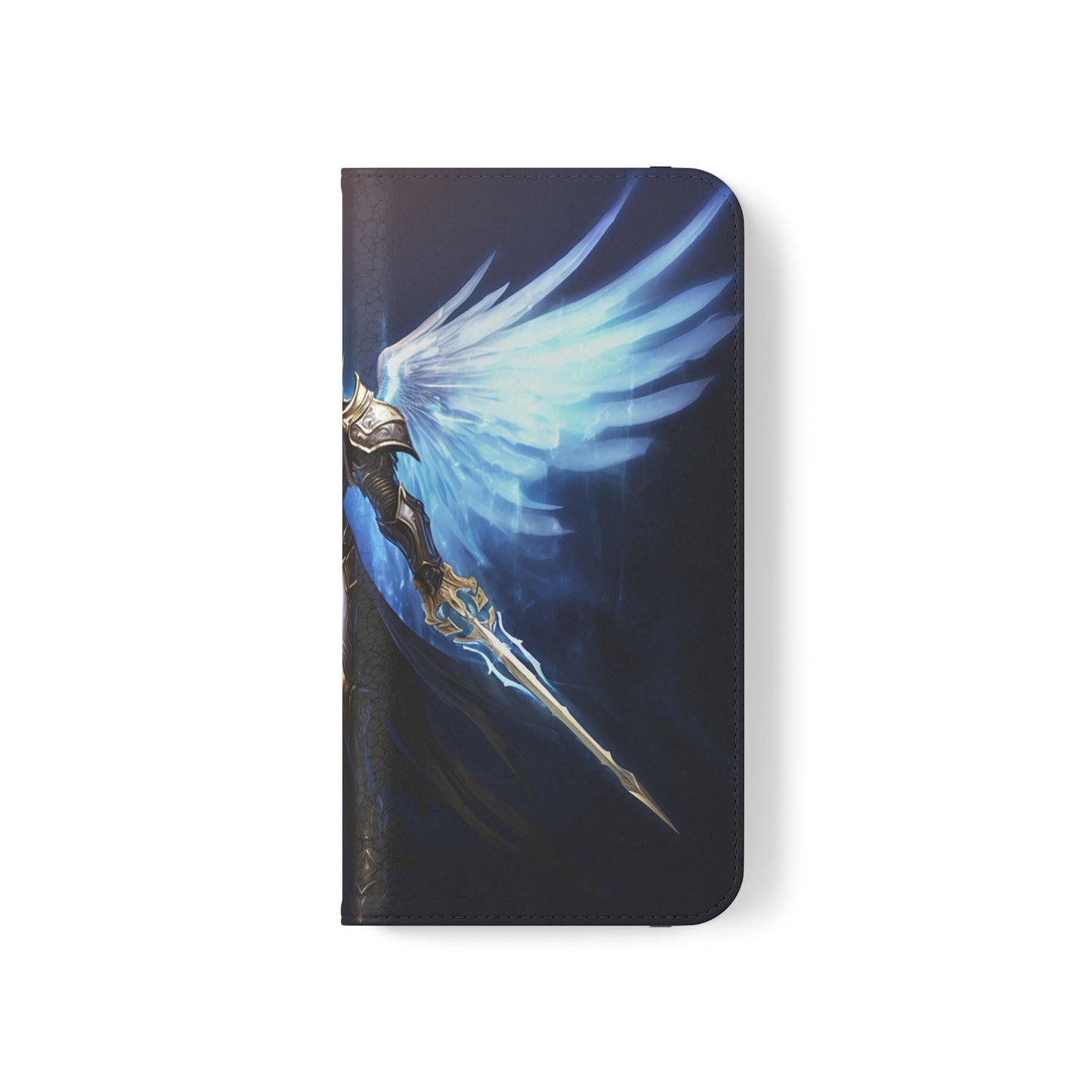 Archangel Flip Phone Case: Ethereal Wings & Sword Design