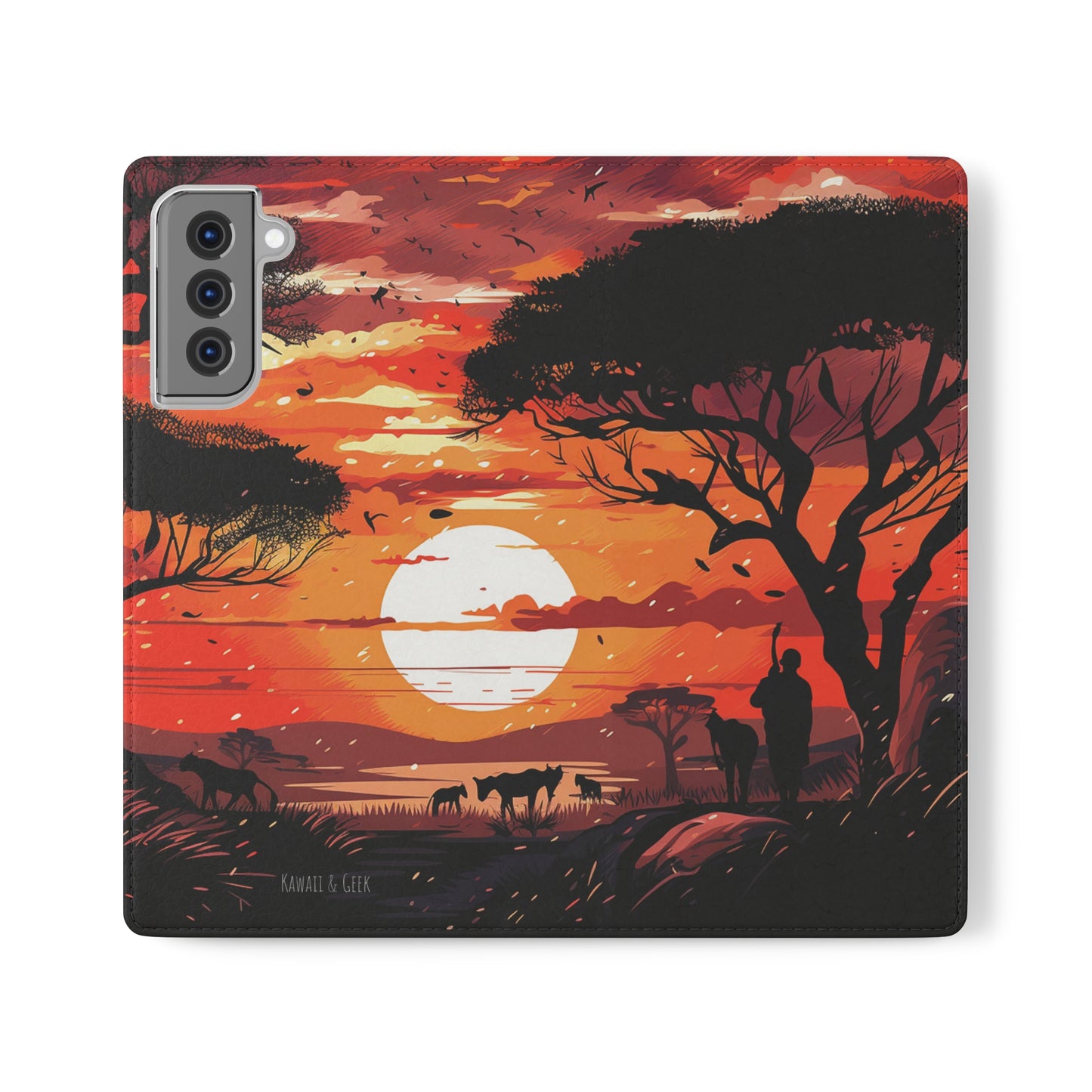 African Landscape Sunset Flip Phone Case - Capture the Serenity of the Savanna on Your Device