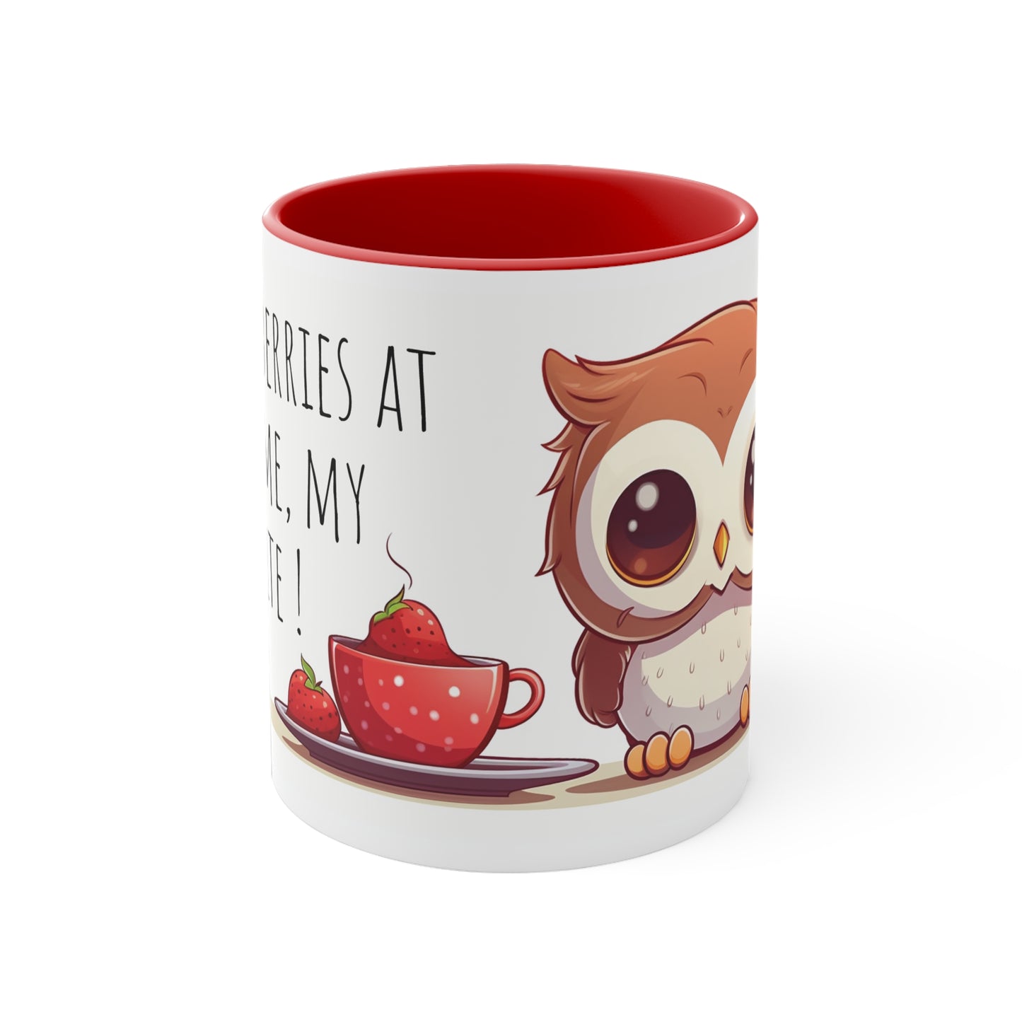 Cute Owl Mug: Tea Time with Strawberries