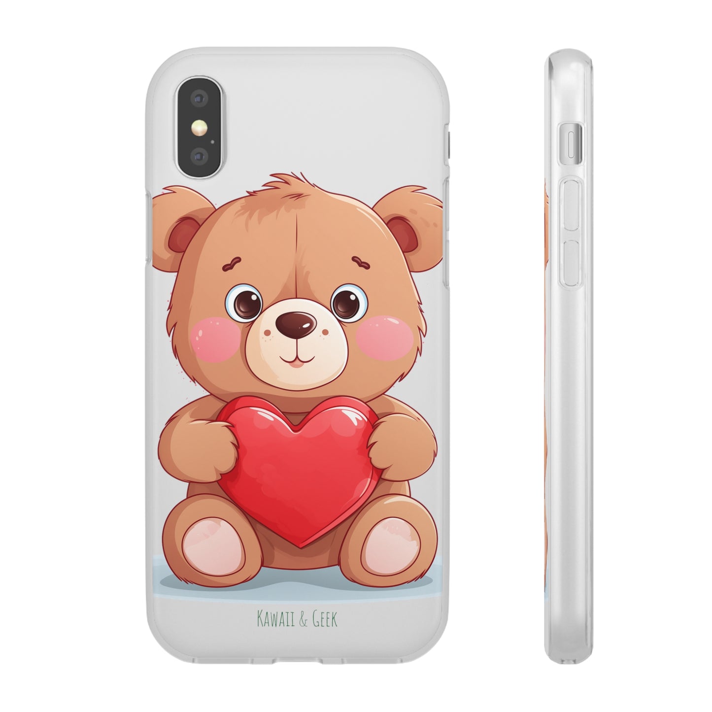 Teddy Bear Heart Phone Case - Flexi & Semi-Transparent - Valentine's Day