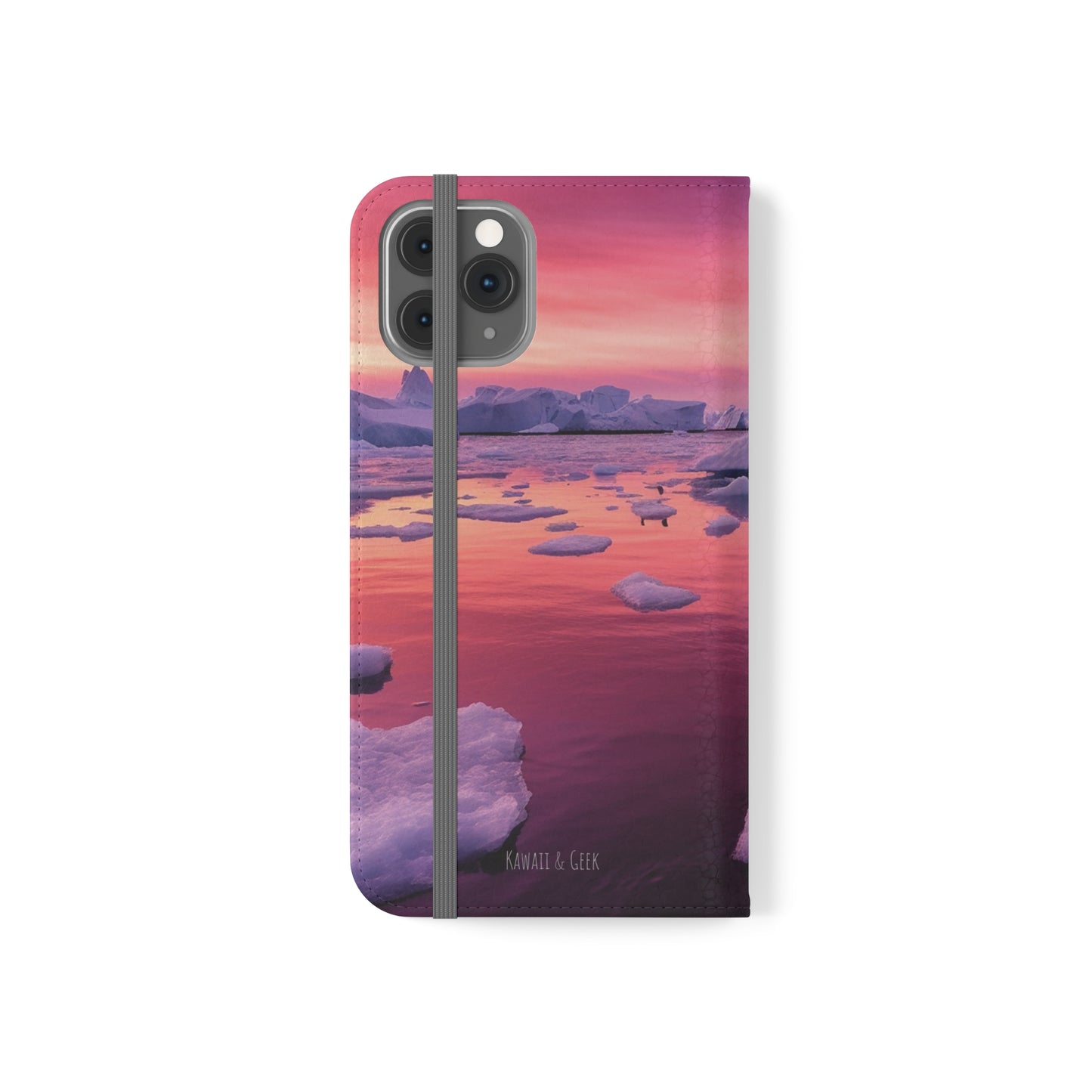 Pinky Arctic Landscape at Sunset Flip Phone Case - Capture the Serenity of Nature on Your Device