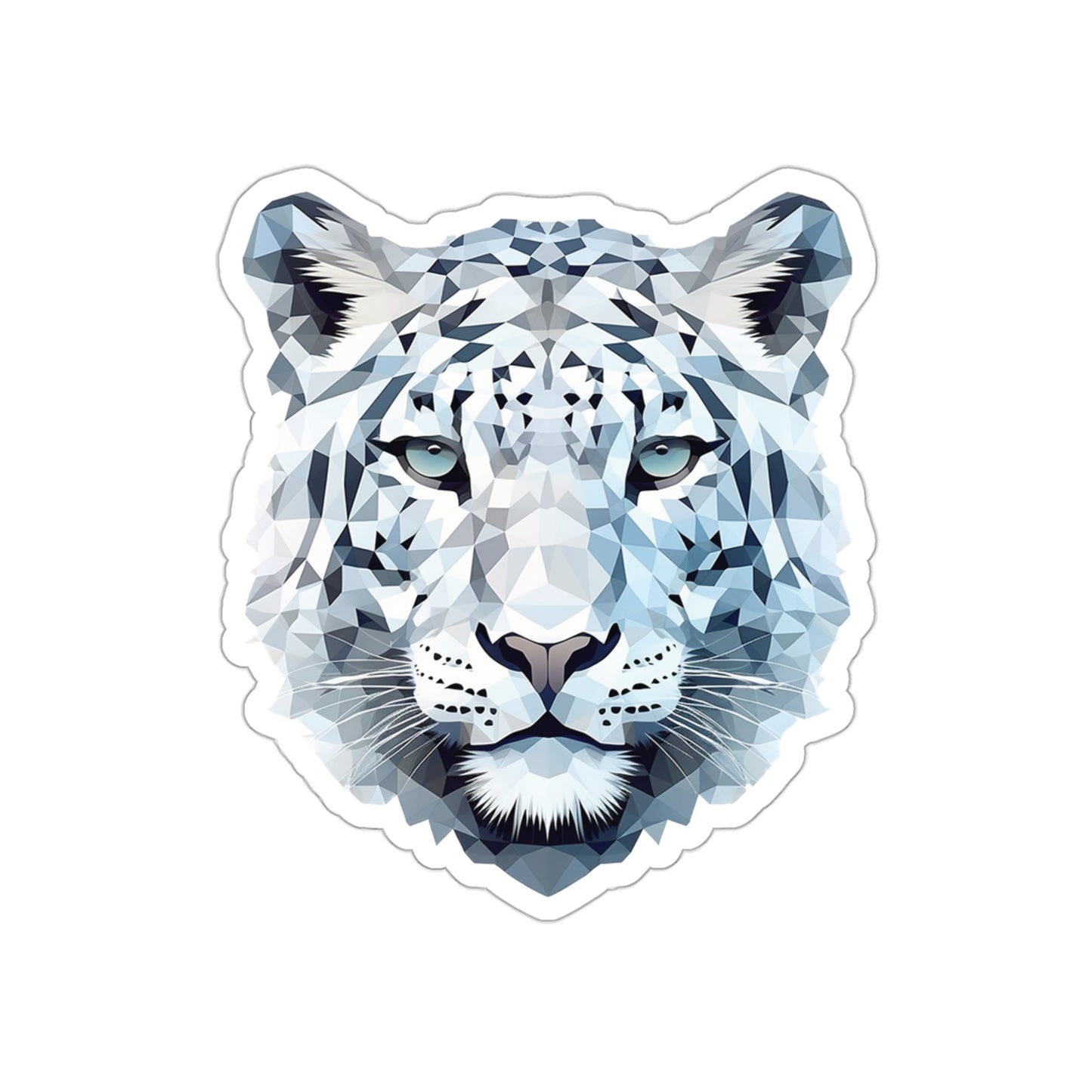 Snow Leopard Sticker - Graceful Majesty in Geometric Form