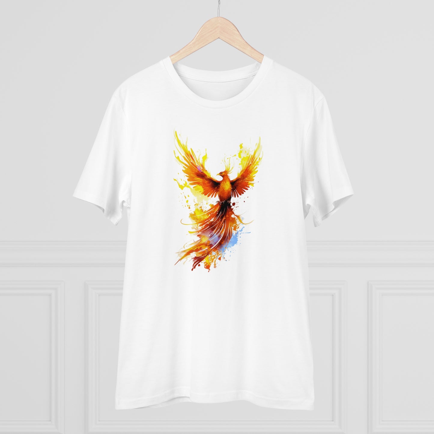 Burning Phoenix Watercolor T-Shirt - Unisex and Eco-Friendly Fashion with a Fiery Twist