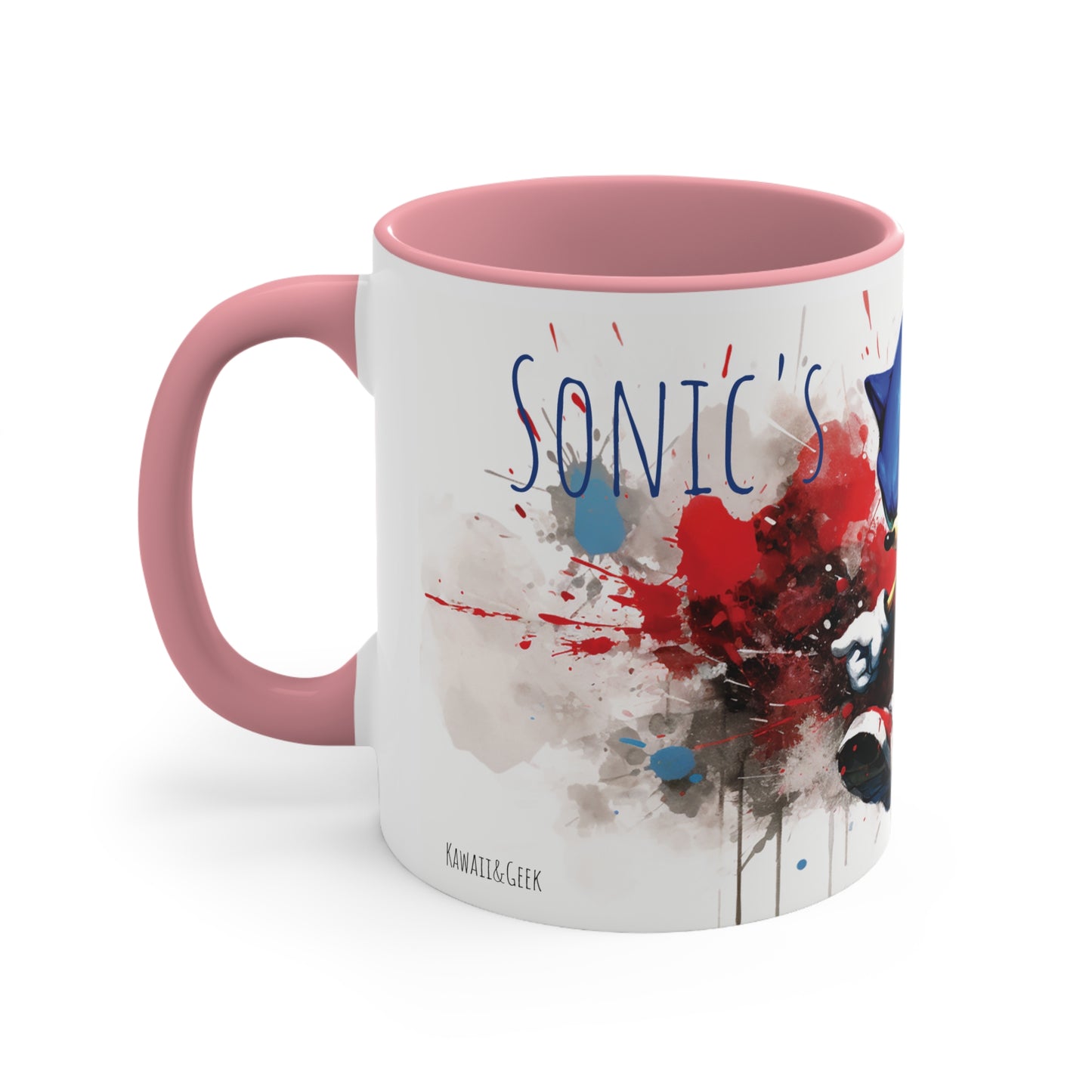 Sonic's Mug - 11 oz Bicolor Mug in Vibrant Watercolor Style