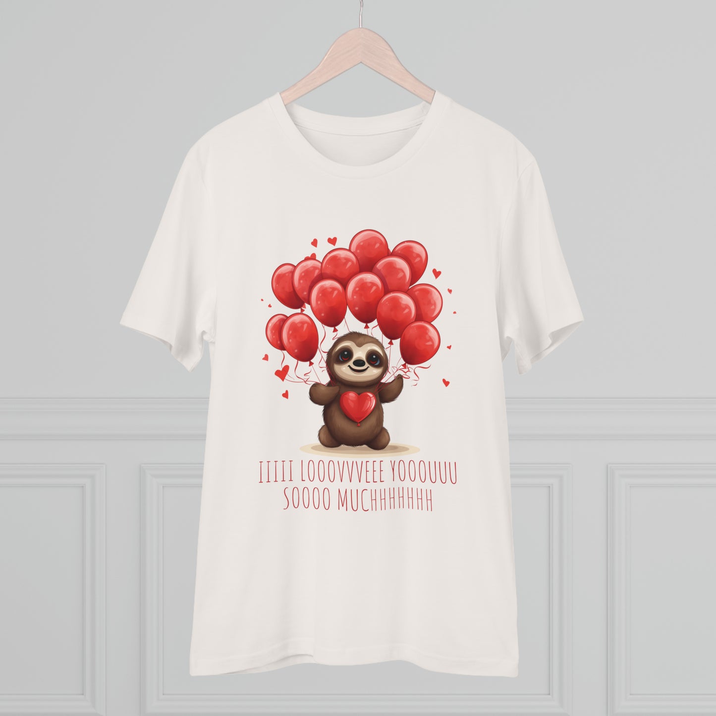 Sloth Love Balloon Tee - Eco-Friendly Slow Love Shirt - Valentine's Day Special