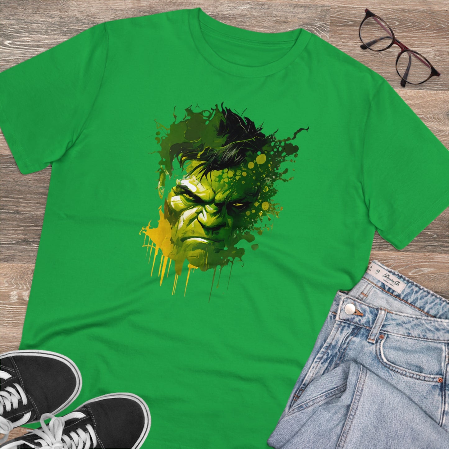 Hulk in Watercolor Style Organic Unisex T-Shirt - Add Some Sustainable and Stylish Flair to Your Wardrobe