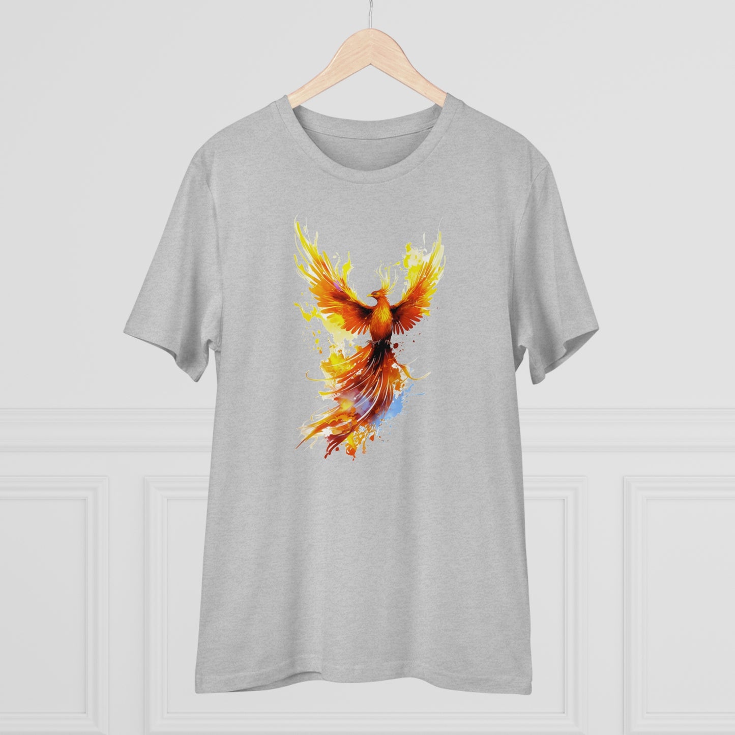 Burning Phoenix Watercolor T-Shirt - Unisex and Eco-Friendly Fashion with a Fiery Twist