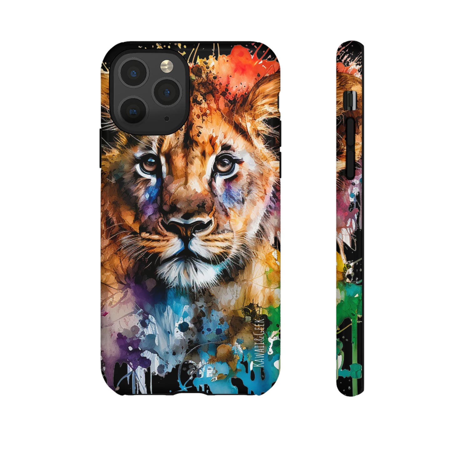 Watercolor Lion Cub Tough Phone Case - iPhone 15 compatible