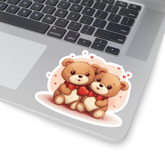 Valentine's Teddy Bear Heart Sticker