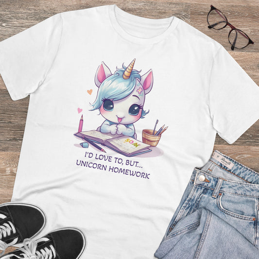 Cute Unicorn Homework T-Shirt - Unisex and Eco-Friendly Statement Tee