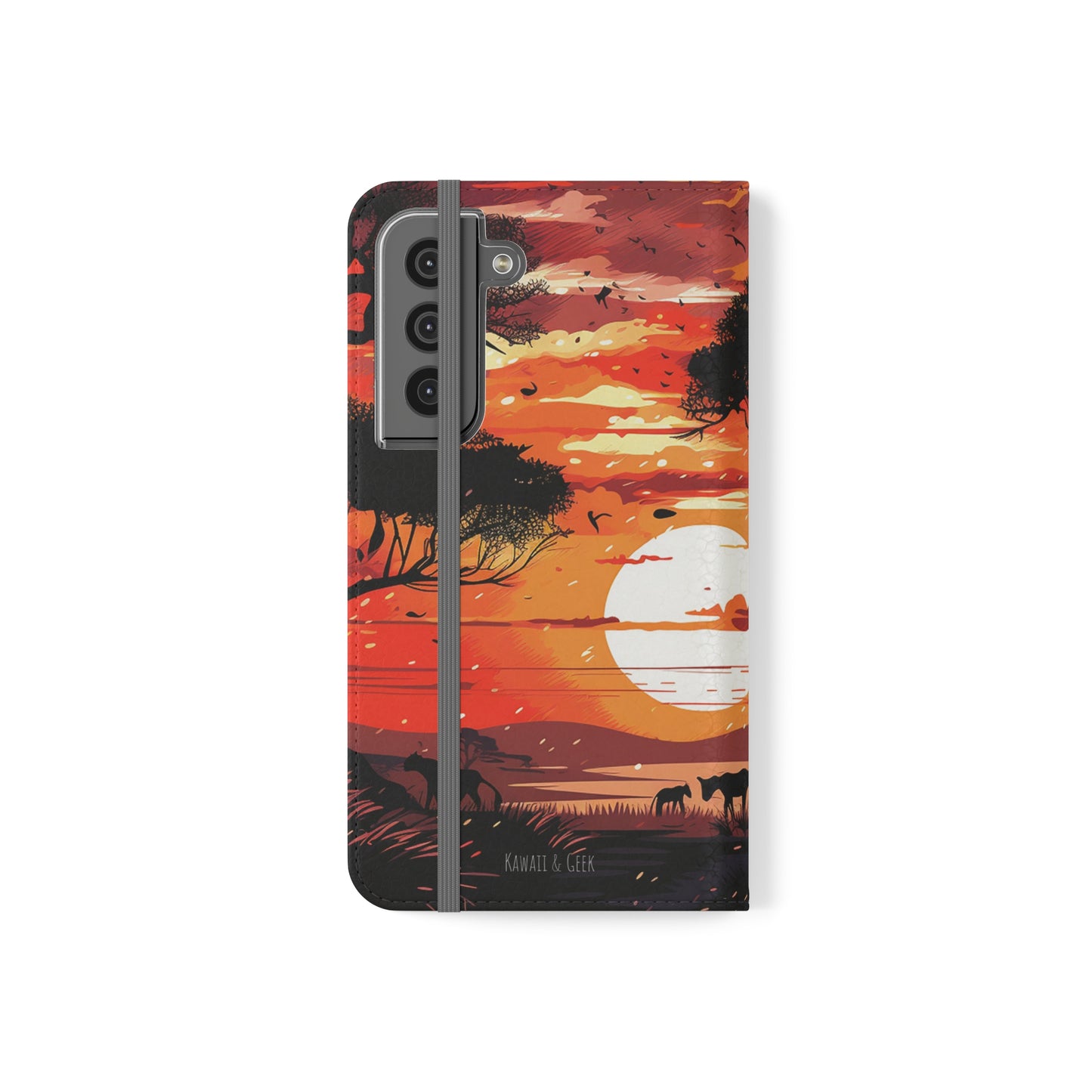 African Landscape Sunset Flip Phone Case - Capture the Serenity of the Savanna on Your Device