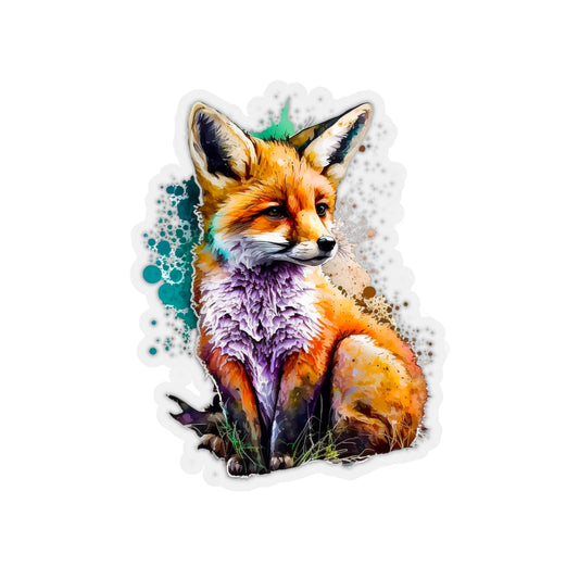 Watercolor Pop-Art Fox Cub Sticker - Add Some Colorful and Unique Style to Your Tech